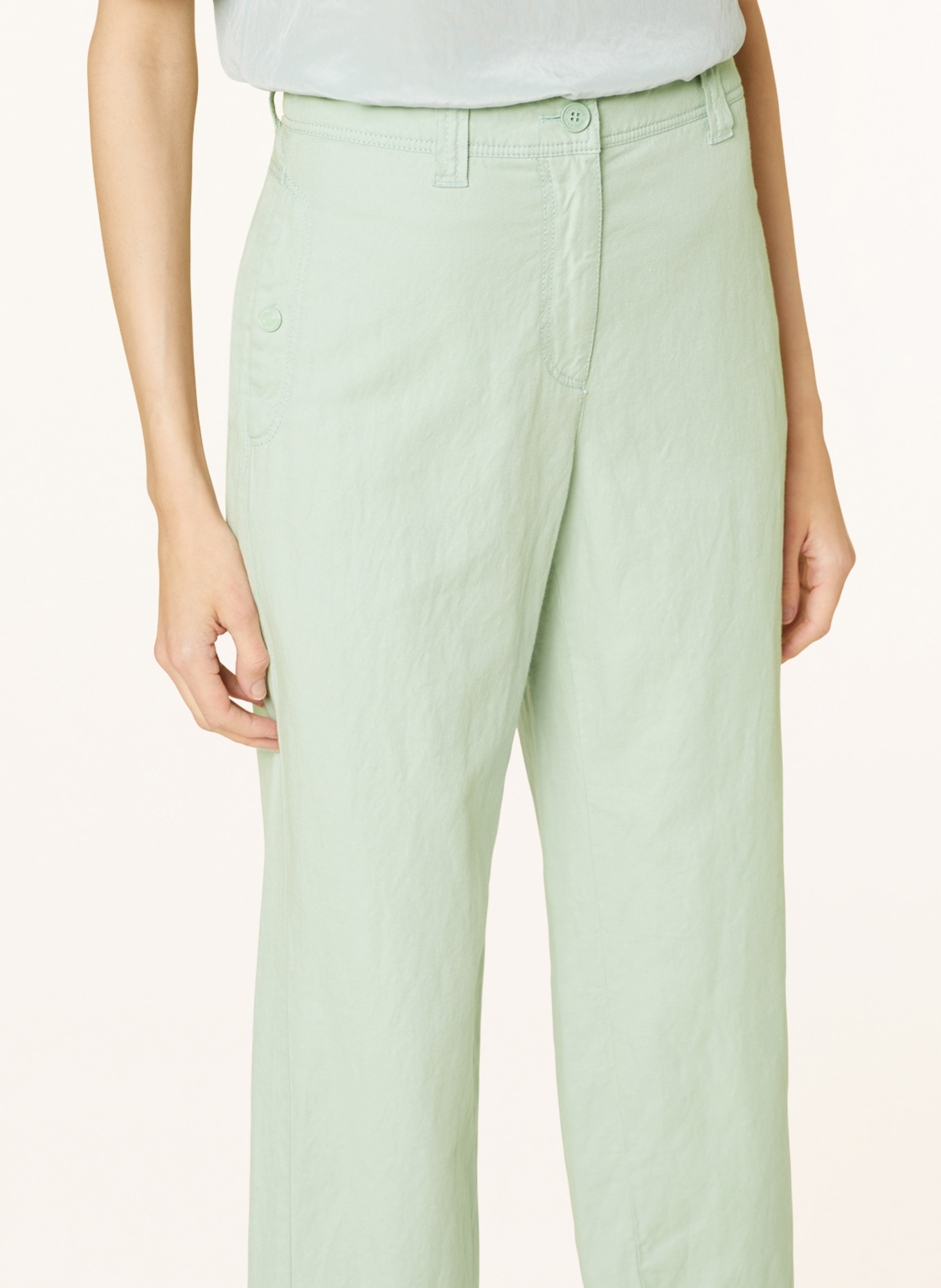 MARC CAIN Culotte kalhoty s příměsí lnu, Barva: 509 soft sage (Obrázek 5)