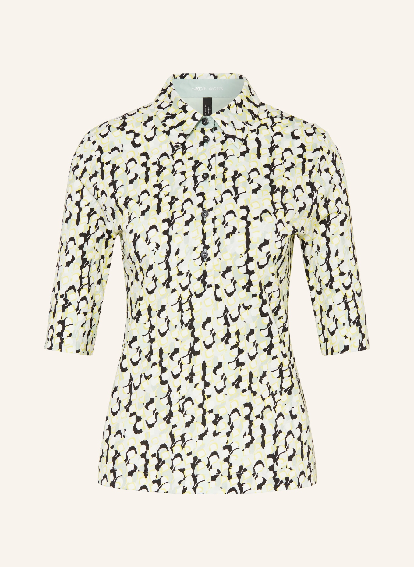 MARC CAIN Jersey-Poloshirt mit 3/4-Arm, Farbe: 509 soft sage (Bild 1)