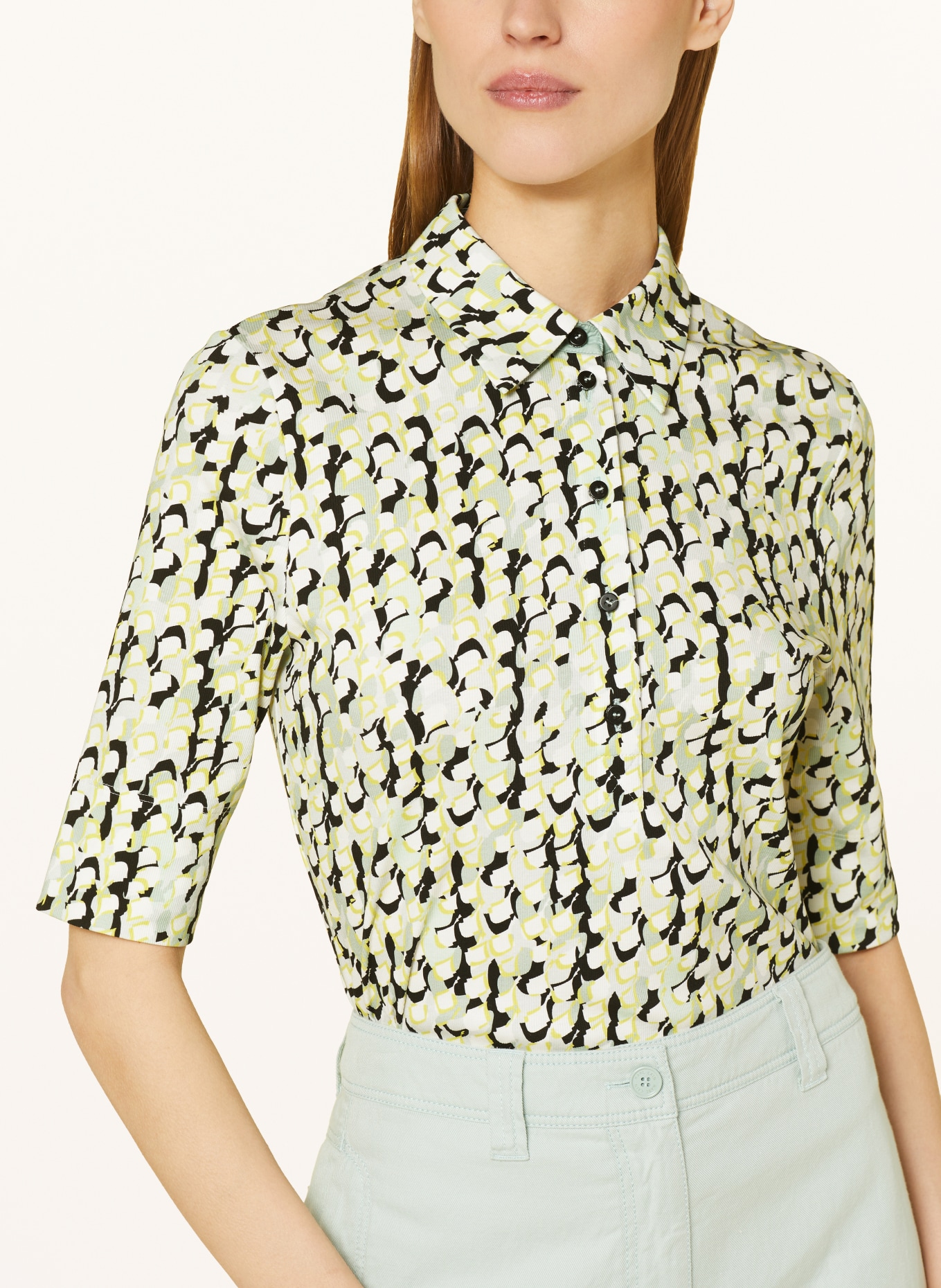 MARC CAIN Jersey-Poloshirt mit 3/4-Arm, Farbe: 509 soft sage (Bild 4)