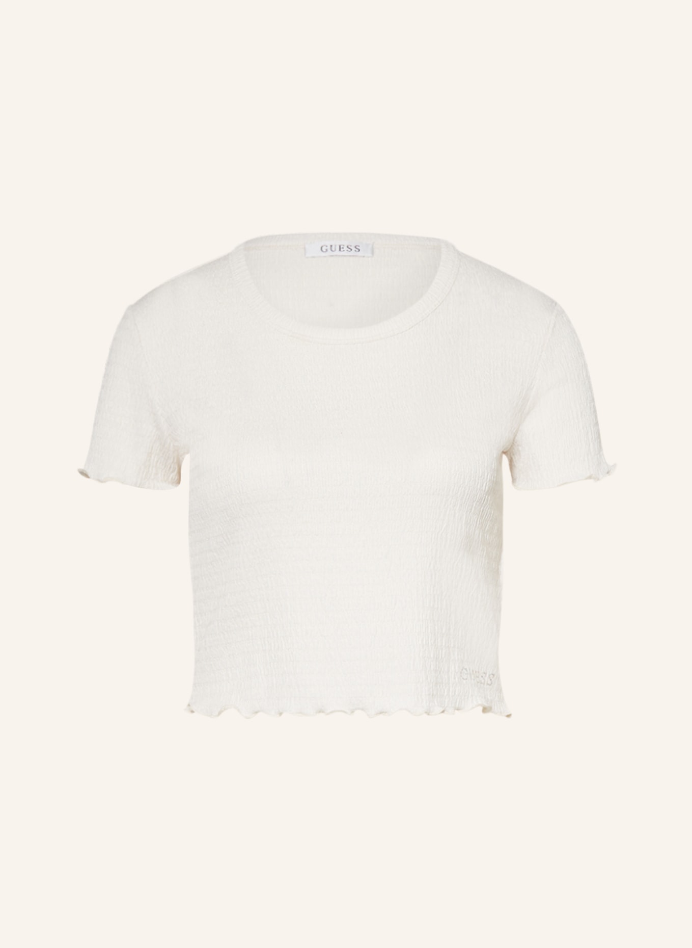 GUESS Cropped tričko, Barva: KRÉMOVÁ (Obrázek 1)