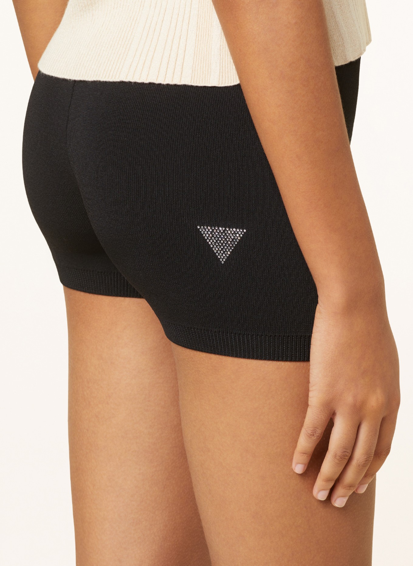 GUESS Knit shorts ALEXIA with decorative gems, Color: BLACK (Image 5)