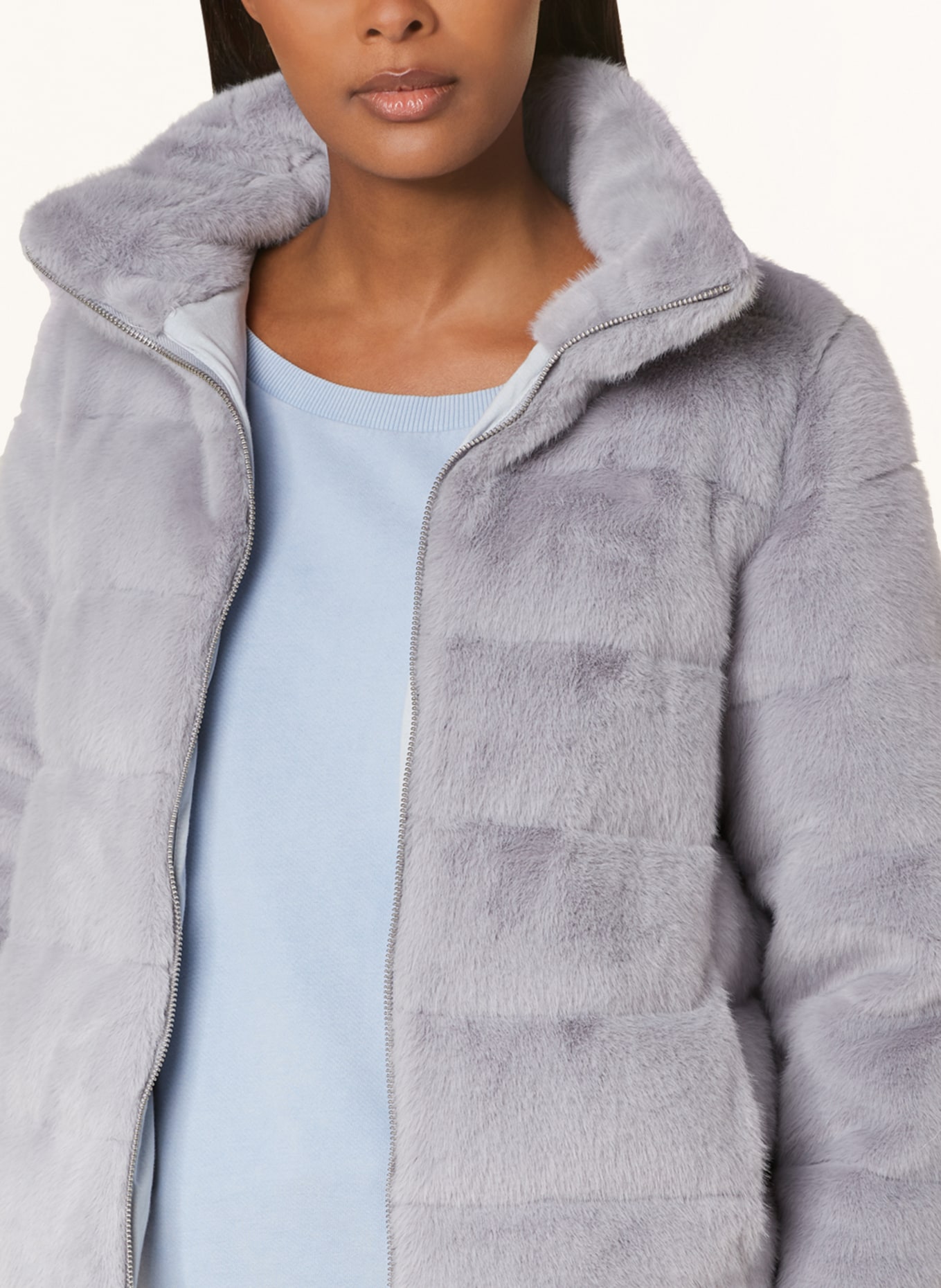 Juvia Down jacket FENJA with faux fur, Color: BLUE GRAY (Image 4)
