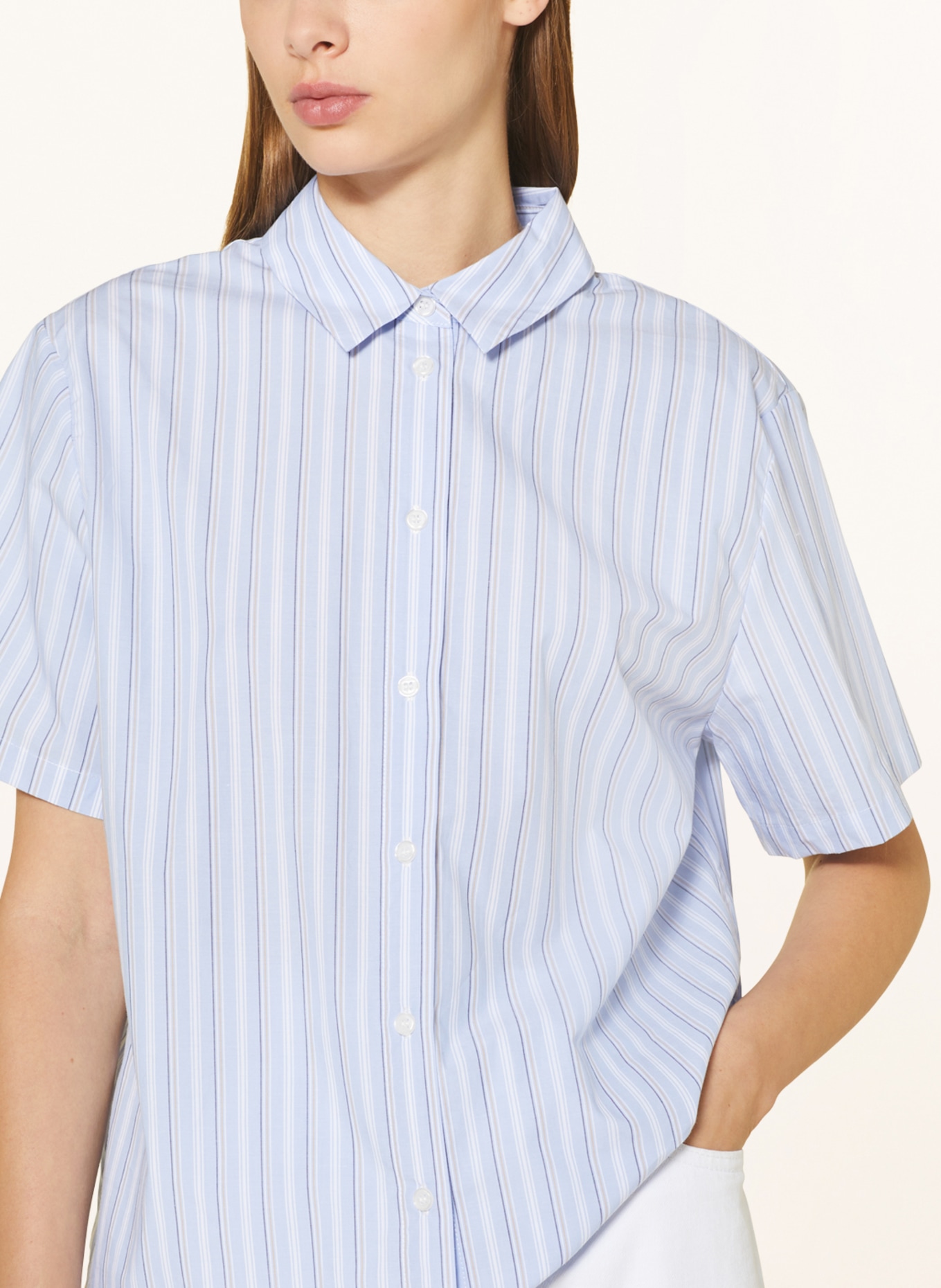 SAMSØE  SAMSØE Shirt blouse SAMINA, Color: LIGHT BLUE/ BEIGE/ WHITE (Image 4)