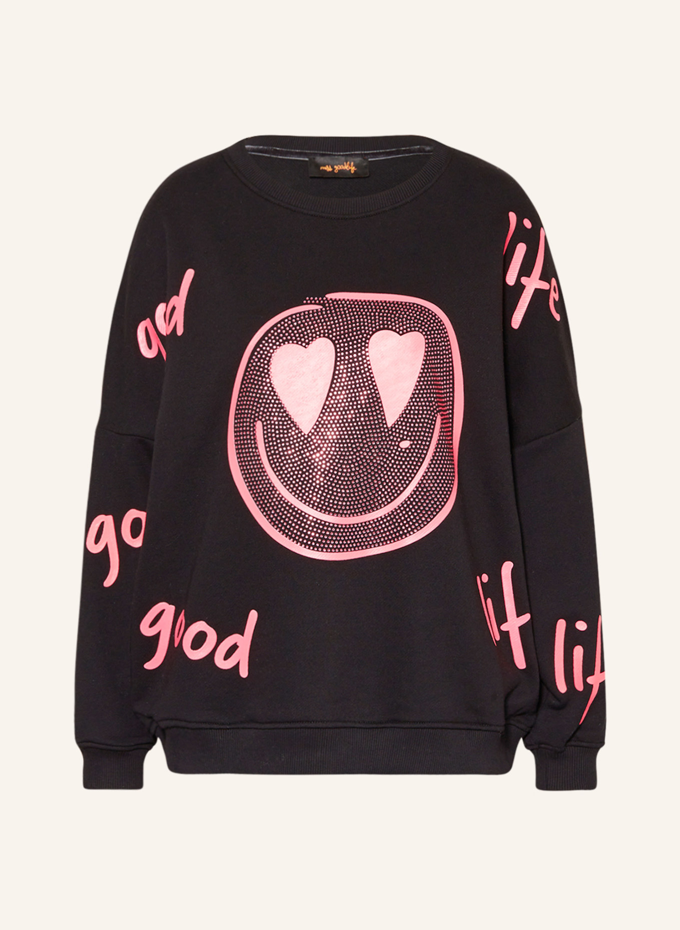 miss goodlife Sweatshirt mit Schmucksteinen, Farbe: SCHWARZ/ PINK(Bild null)
