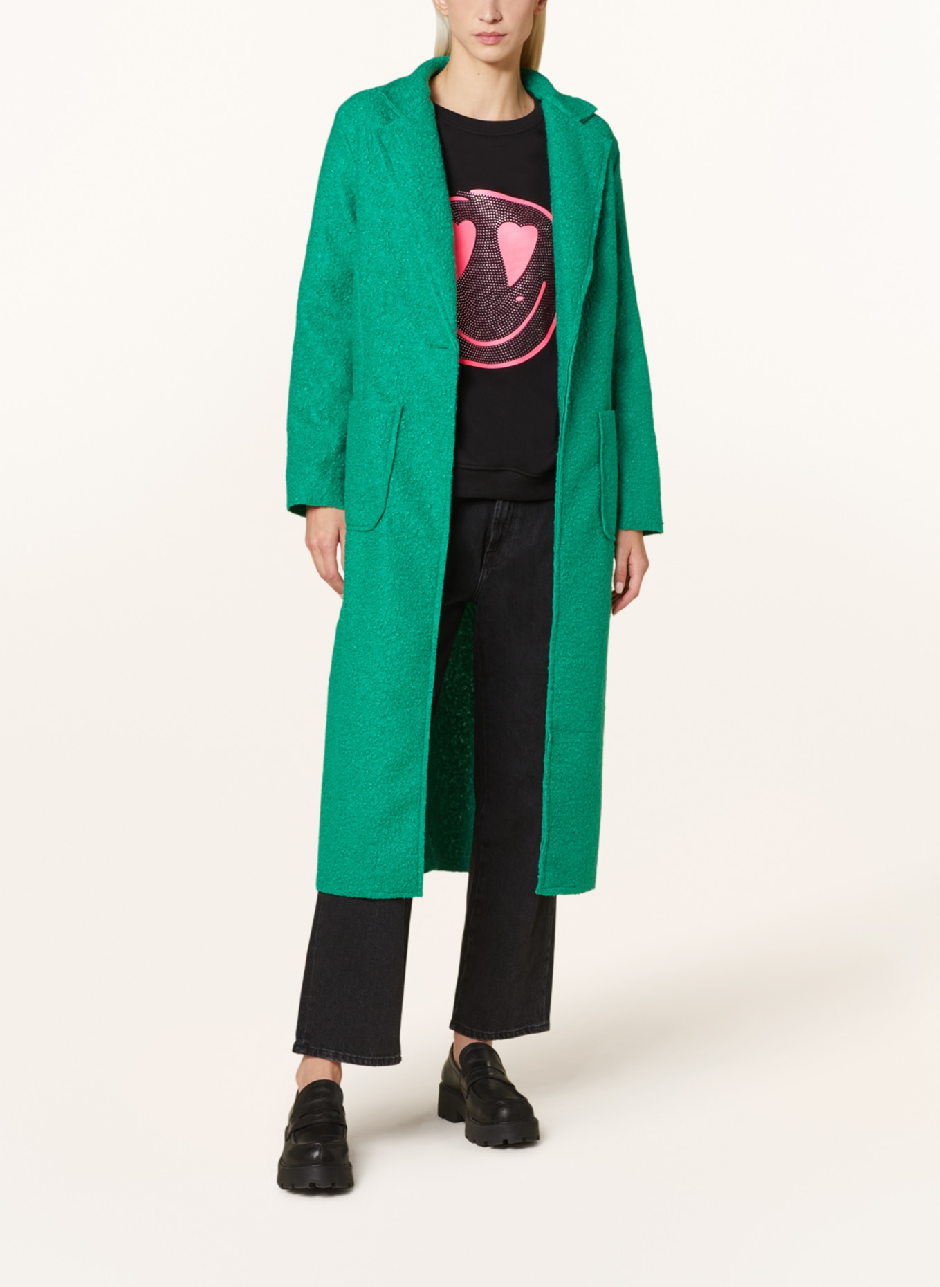 miss goodlife Bouclé coat, Color: GREEN (Image 2)