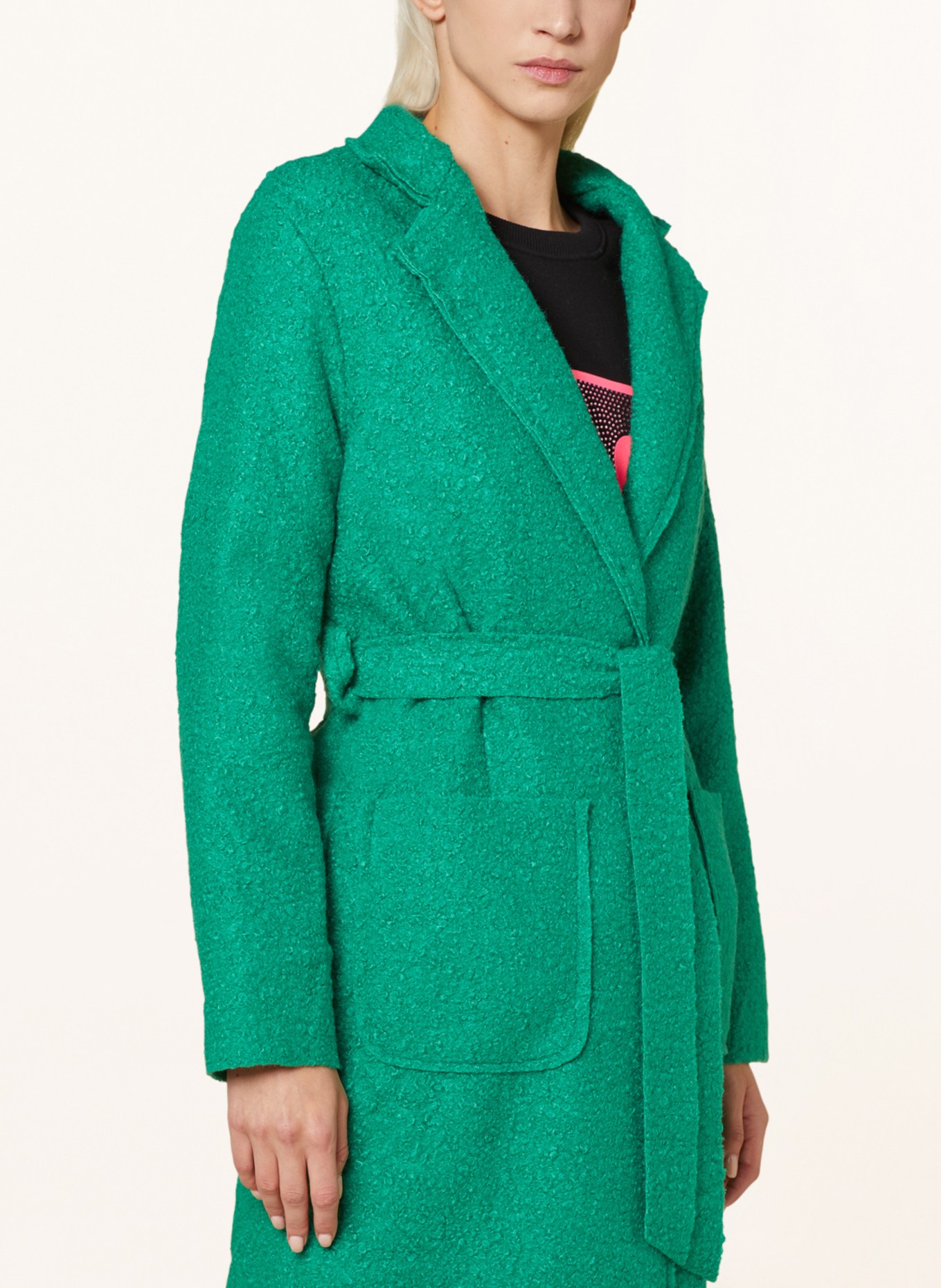 miss goodlife Bouclé coat, Color: GREEN (Image 4)