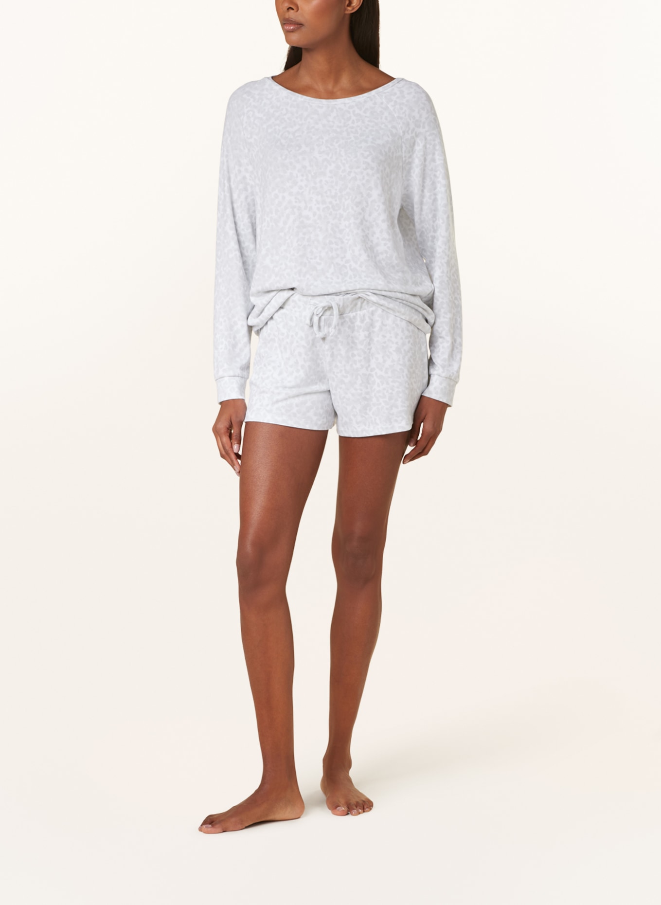 Juvia Pajama shorts, Color: LIGHT GRAY/ WHITE (Image 2)