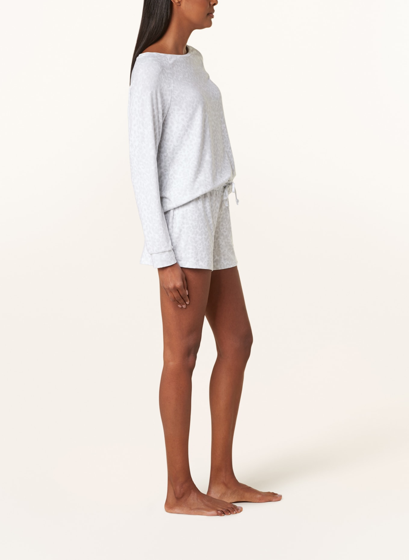 Juvia Pajama shorts, Color: LIGHT GRAY/ WHITE (Image 4)