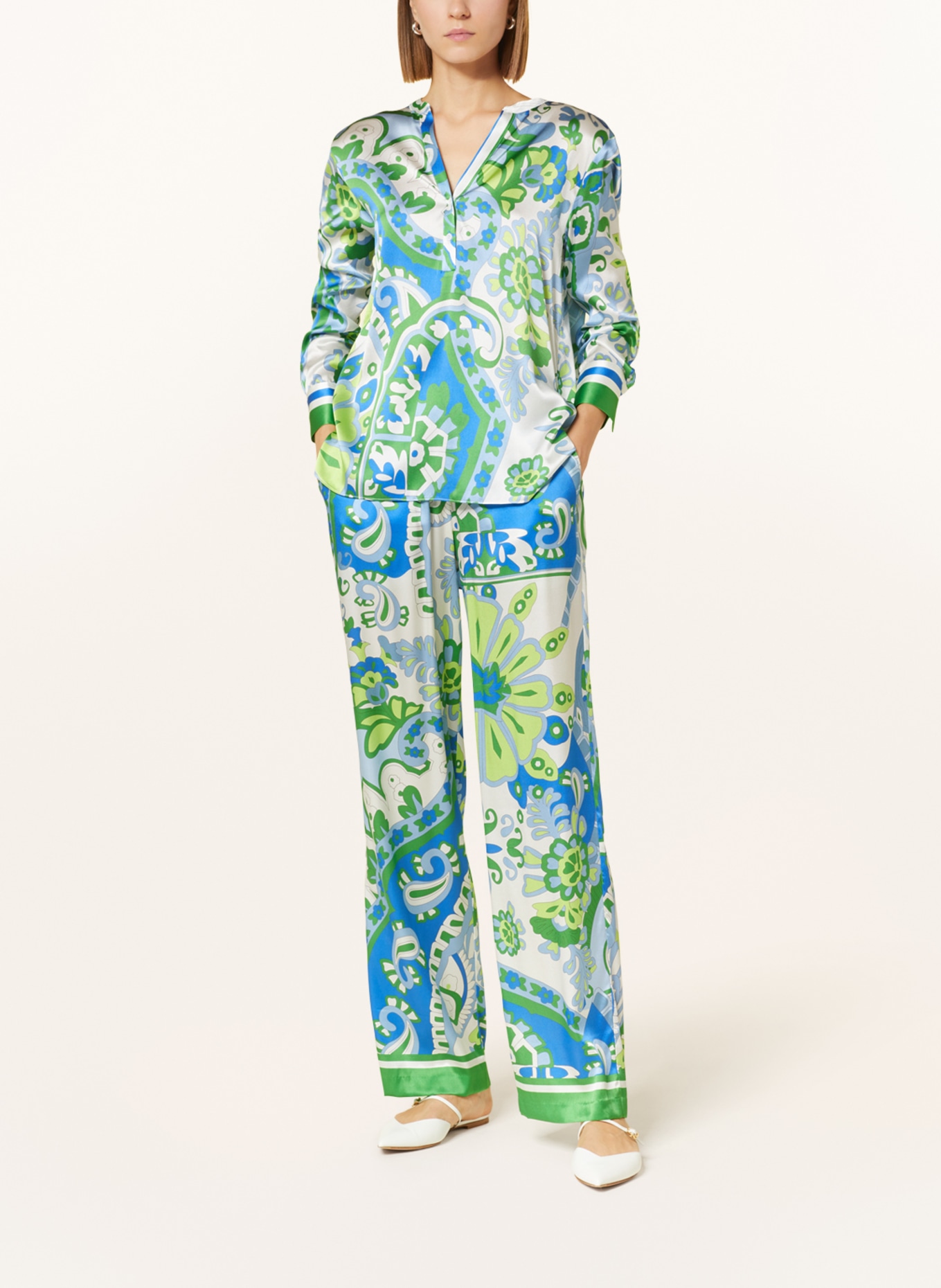 darling harbour Wide leg trousers made of silk, Color: KORNBLUME (Image 2)