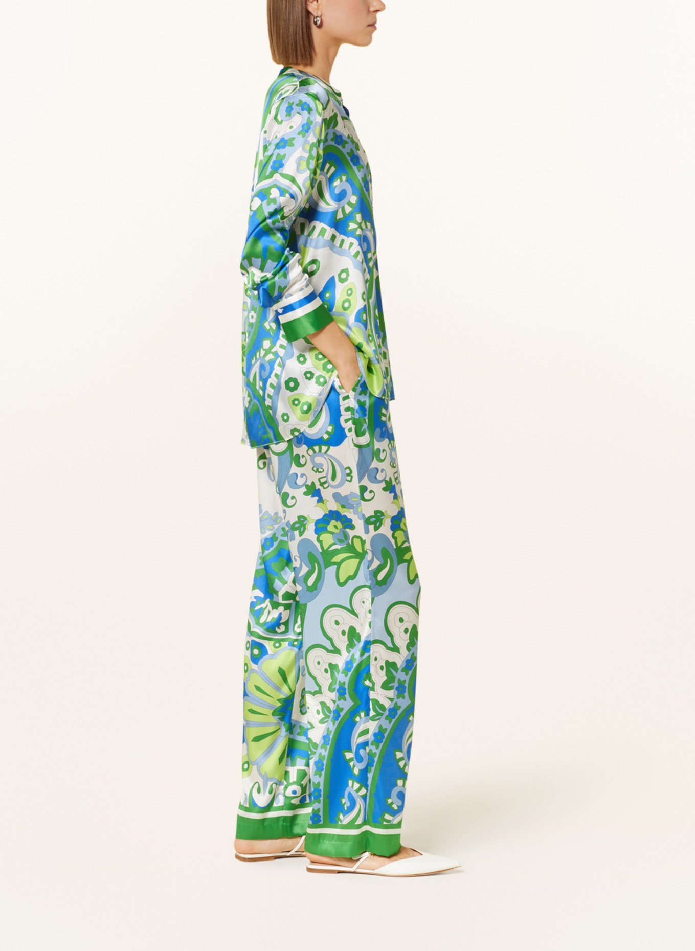 darling harbour Wide leg trousers made of silk, Color: KORNBLUME (Image 4)