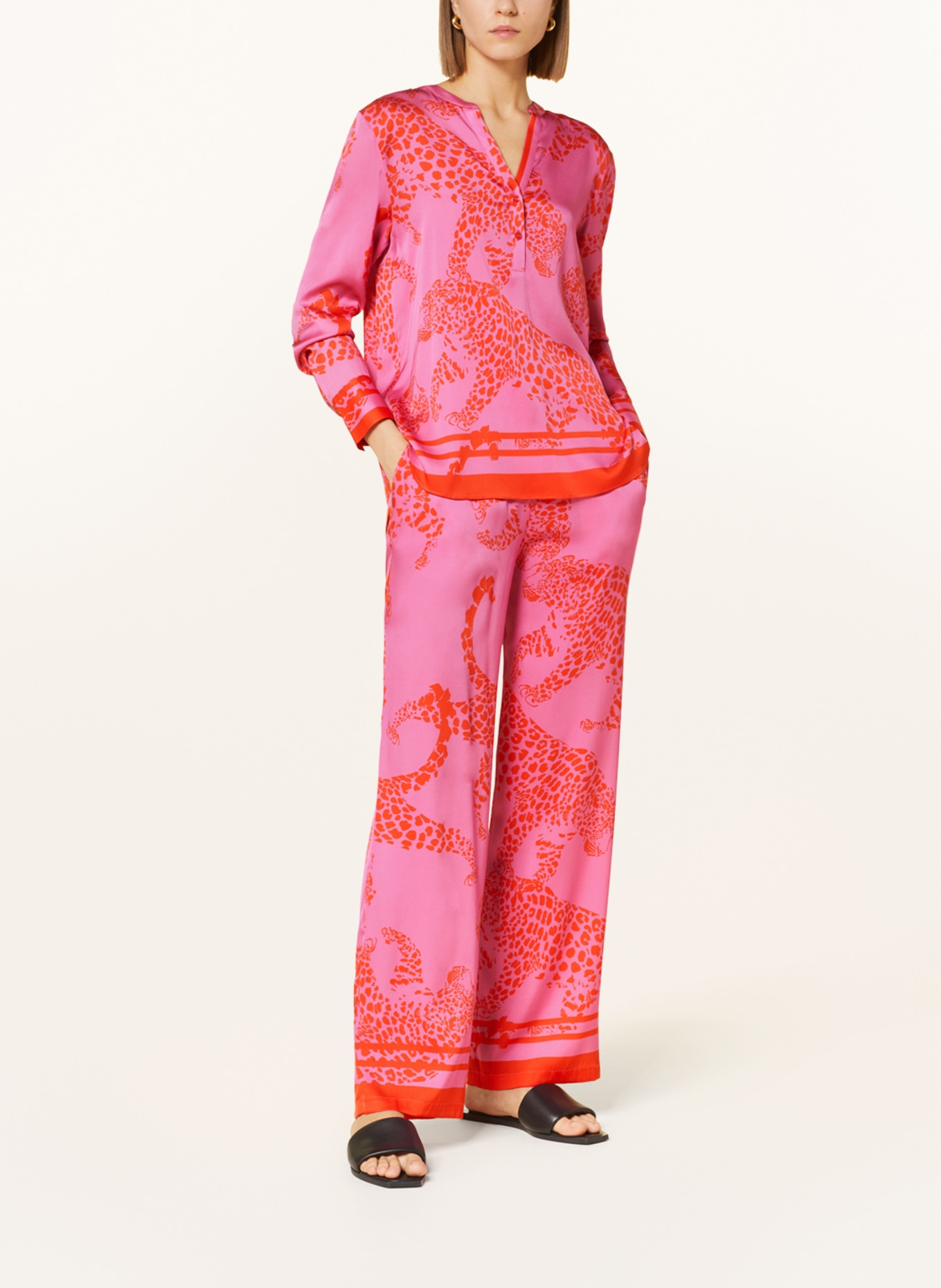darling harbour Wide leg trousers made of silk, Color: HIMBEERE (Image 2)