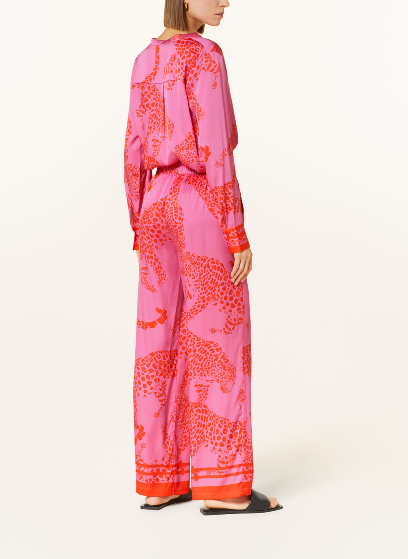darling harbour Wide leg trousers made of silk, Color: HIMBEERE (Image 3)