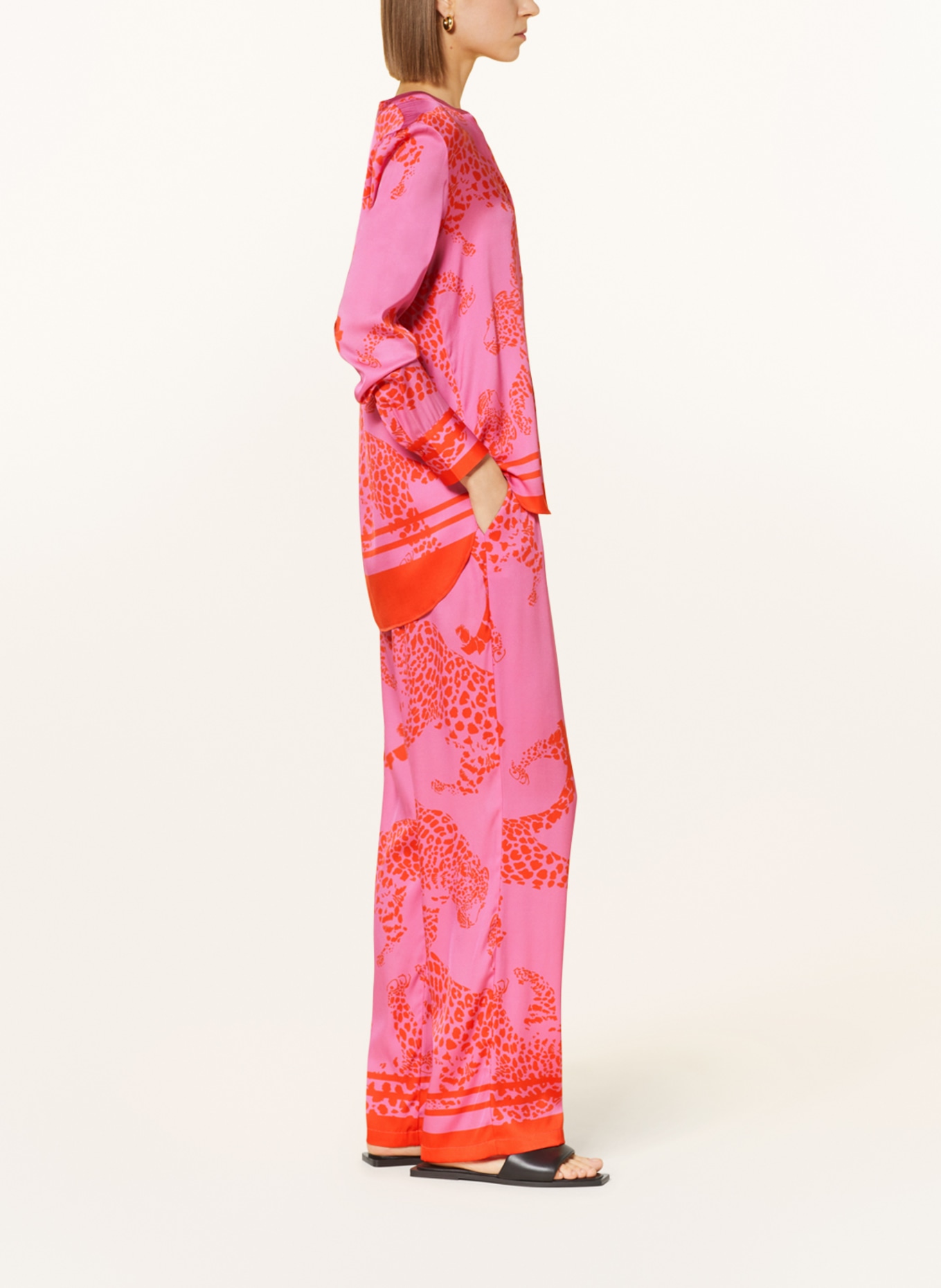 darling harbour Wide leg trousers made of silk, Color: HIMBEERE (Image 4)