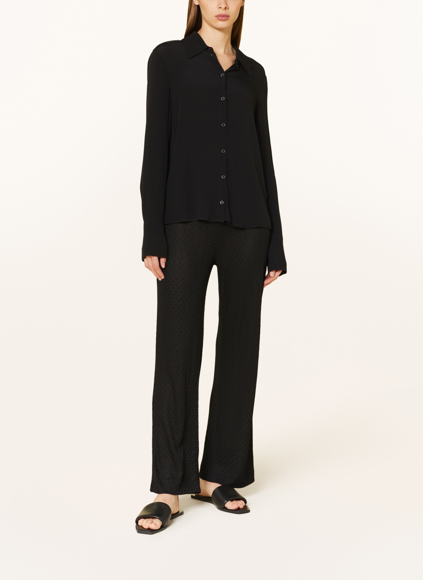 MAC DAYDREAM Wide leg trousers TRIPLE made of knit, Color: BLACK (Image 2)