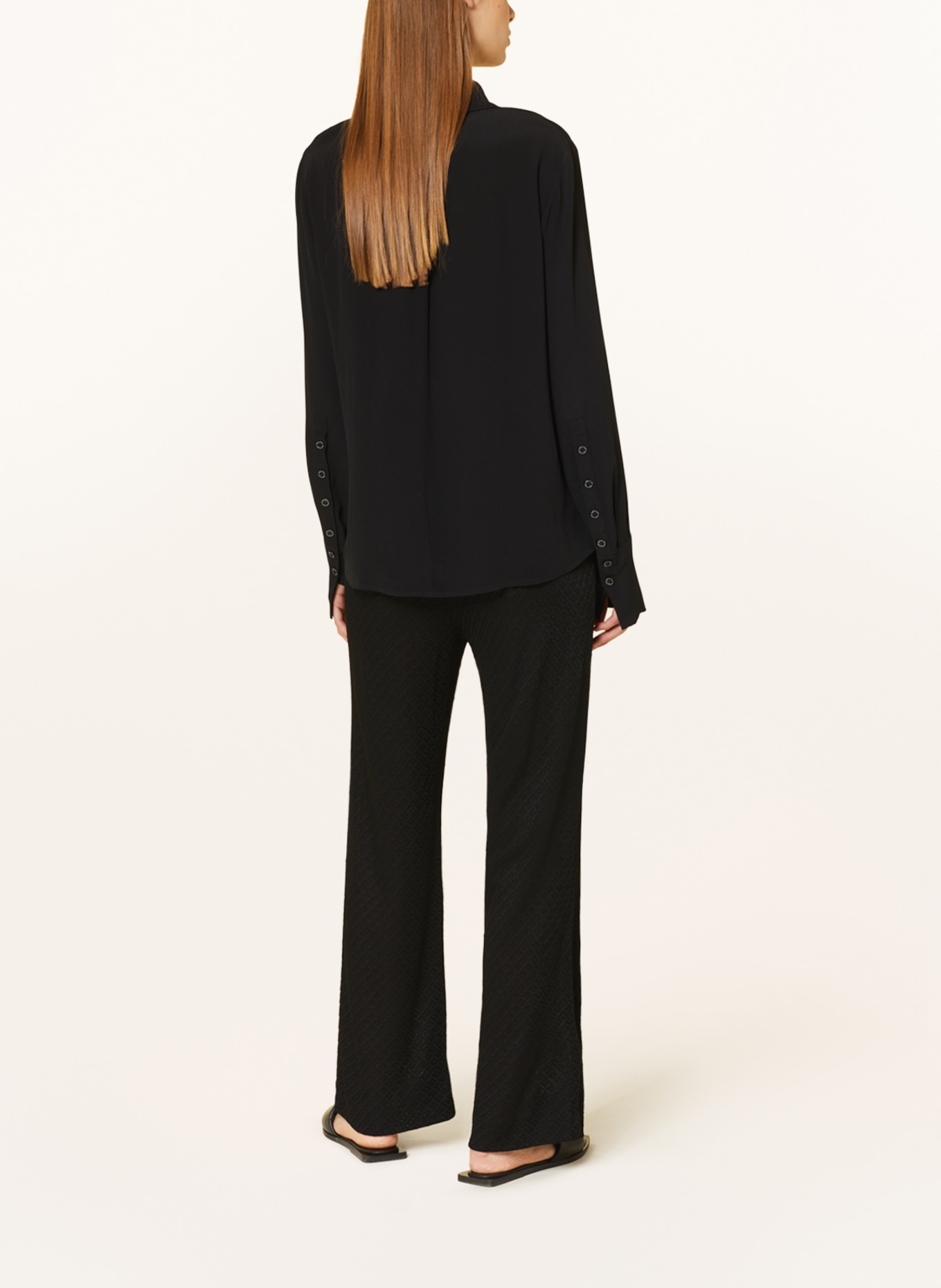 MAC DAYDREAM Wide leg trousers TRIPLE made of knit, Color: BLACK (Image 3)