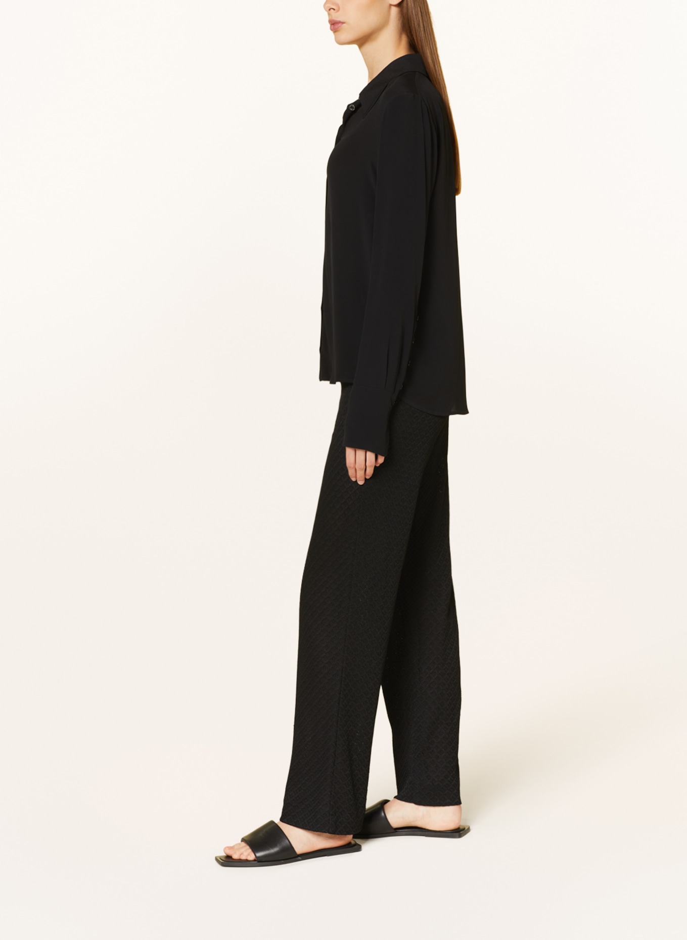 MAC DAYDREAM Wide leg trousers TRIPLE made of knit, Color: BLACK (Image 4)