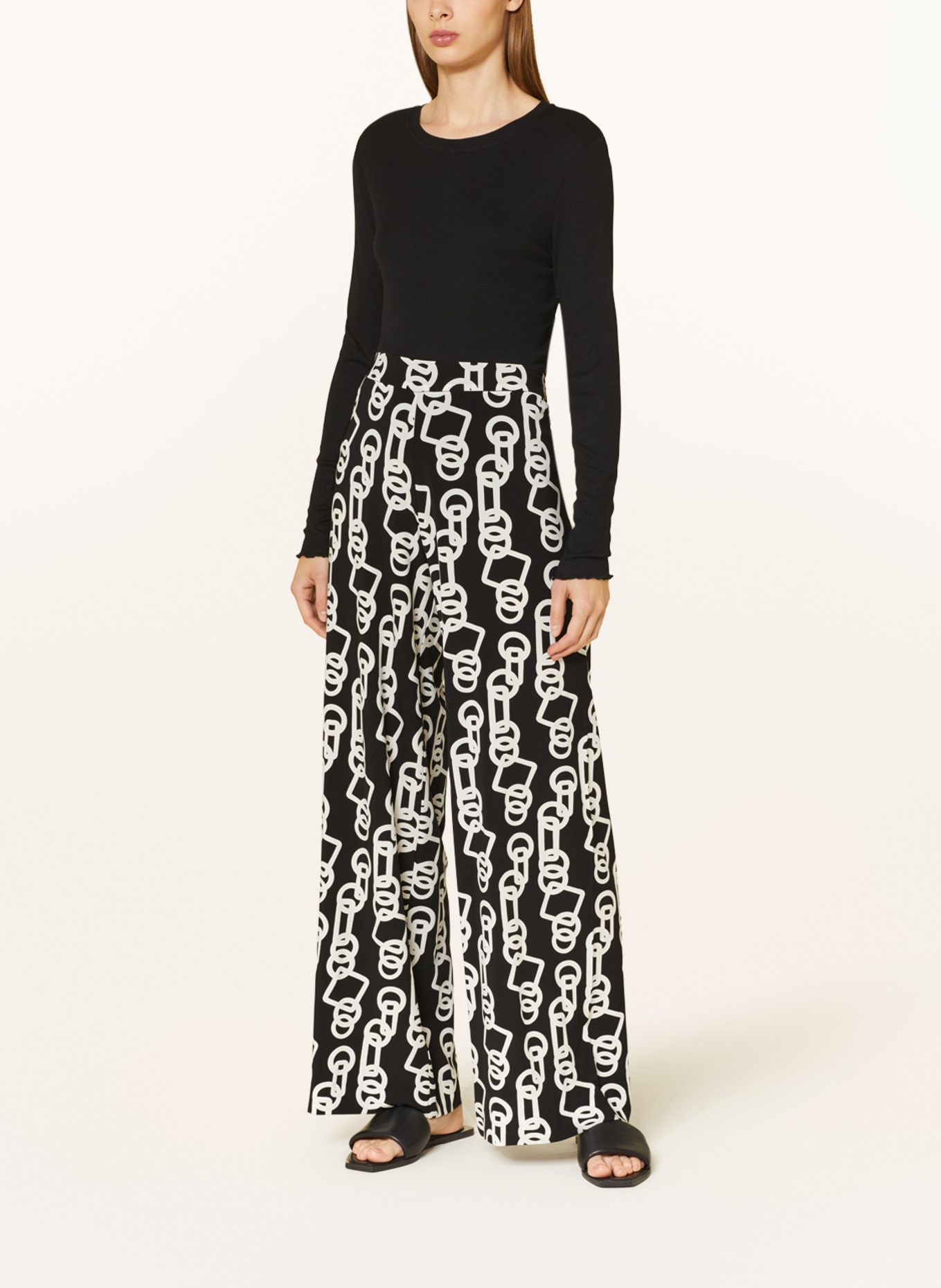 MAC DAYDREAM Wide leg trousers BEAUTY, Color: WHITE/ BLACK (Image 2)
