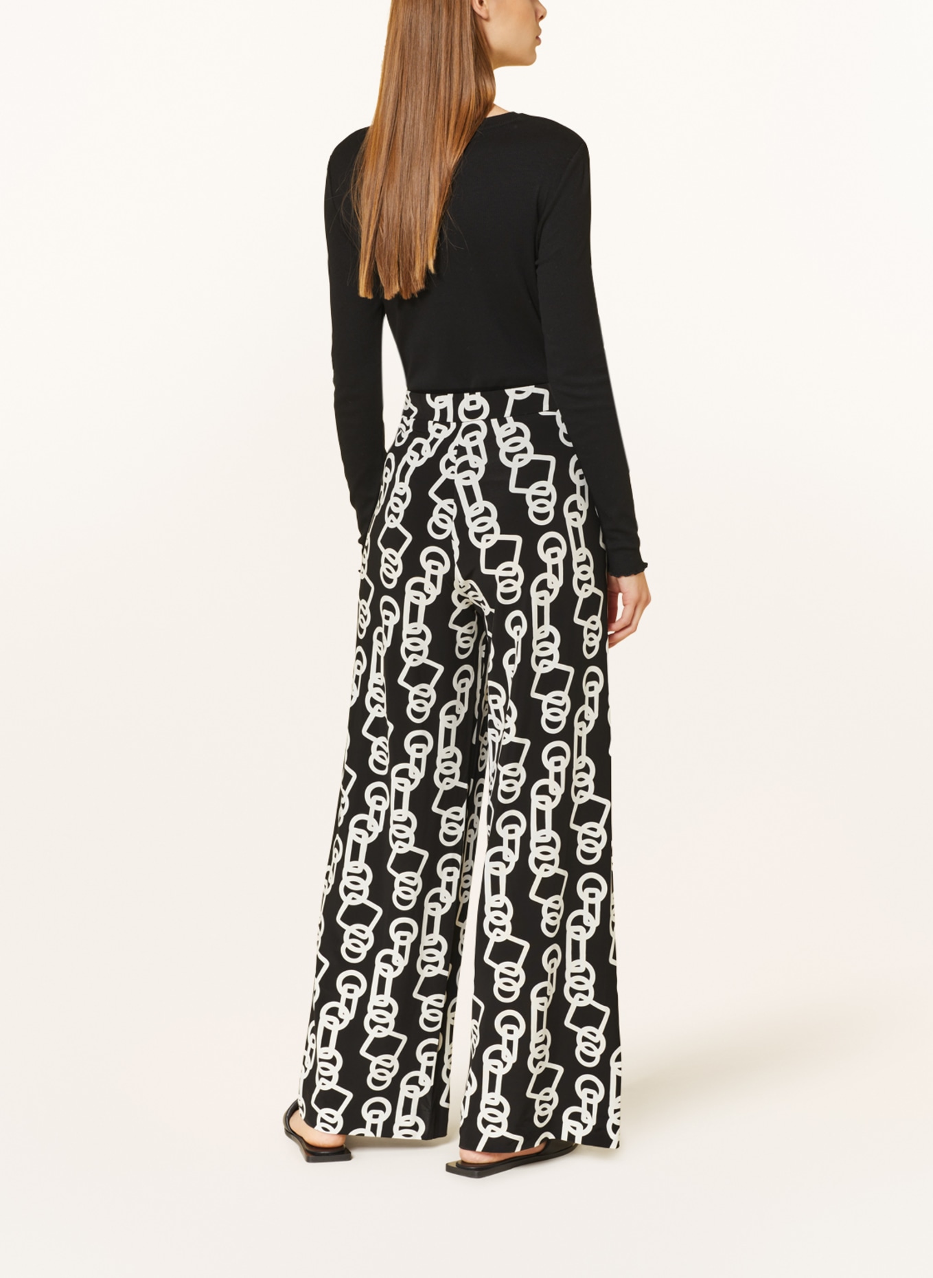 MAC DAYDREAM Wide leg trousers BEAUTY, Color: WHITE/ BLACK (Image 3)