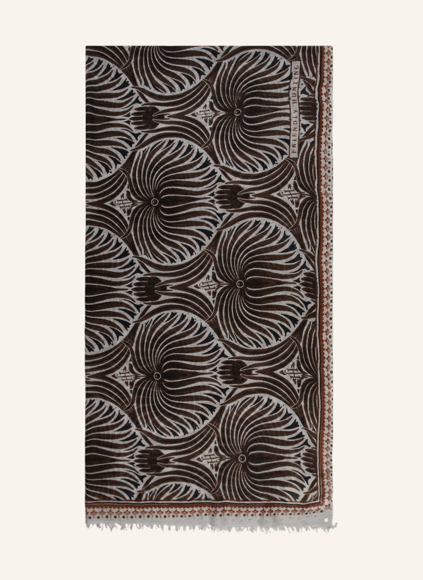 friendly hunting Cashmere scarf NEW LOTUS, Color: BROWN/ LIGHT GRAY (Image 1)