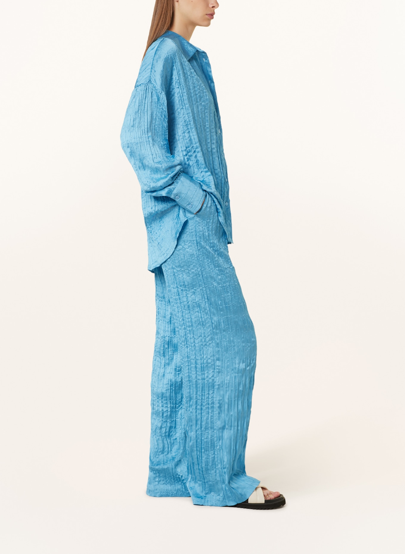 MRS & HUGS Wide leg trousers, Color: BLUE (Image 4)