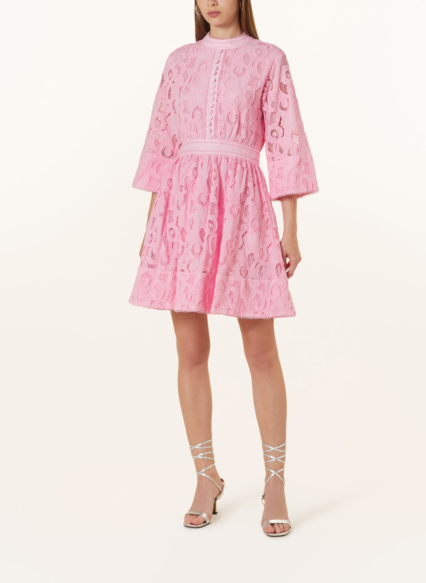MRS & HUGS Lace dress with 3/4 sleeve, Color: PINK (Image 2)