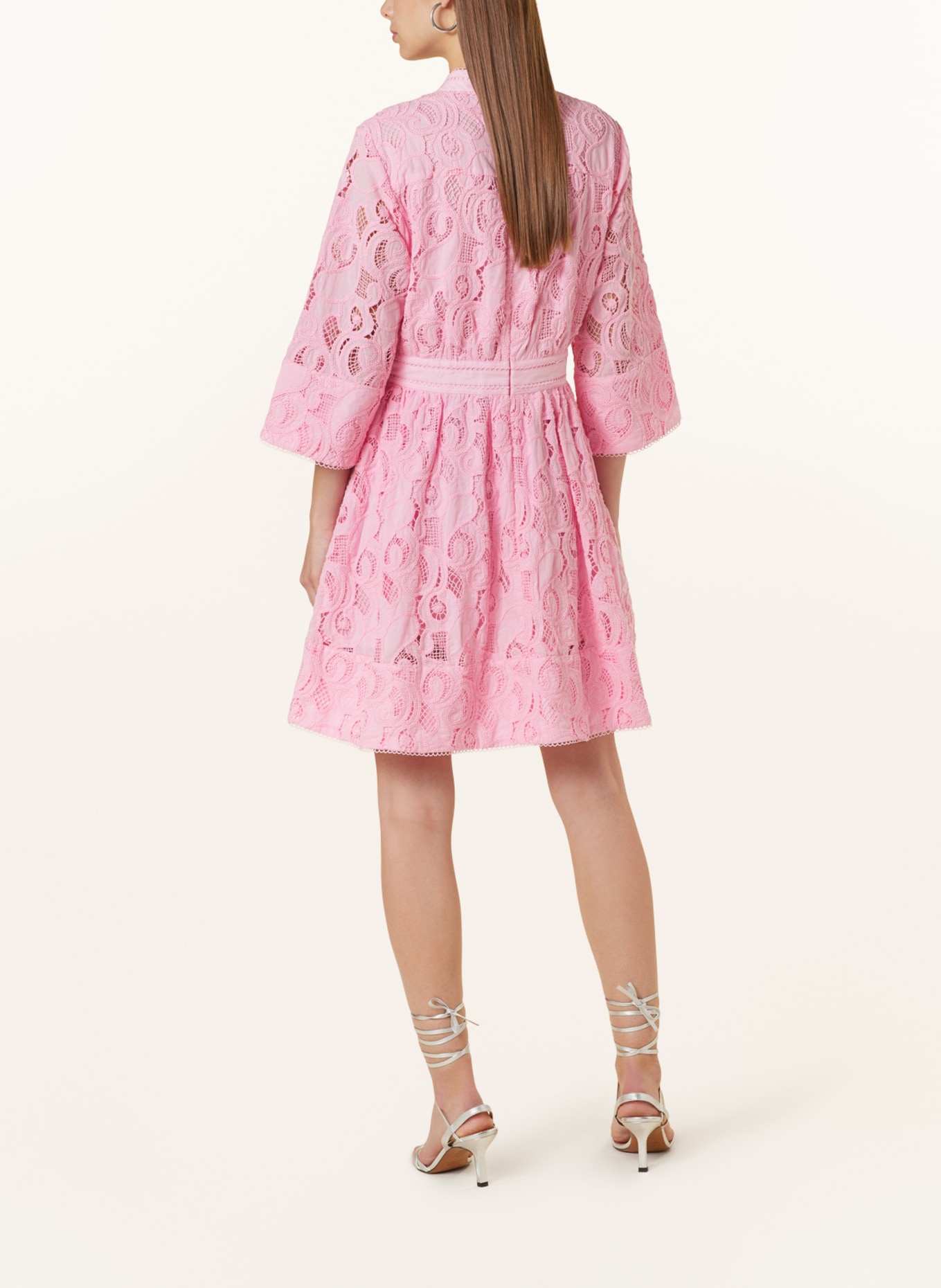 MRS & HUGS Lace dress with 3/4 sleeve, Color: PINK (Image 3)