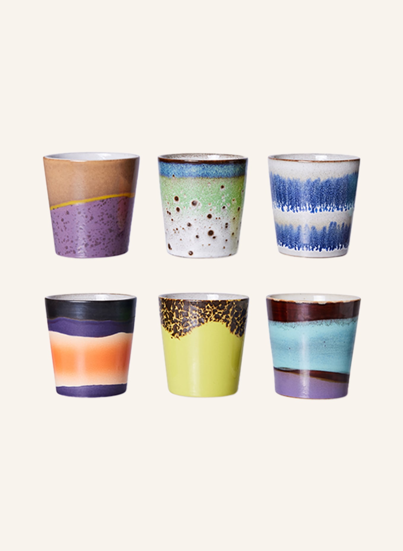 HK living Set of 6 mugs, Color: LIGHT PURPLE/ MINT/ BLUE (Image 1)