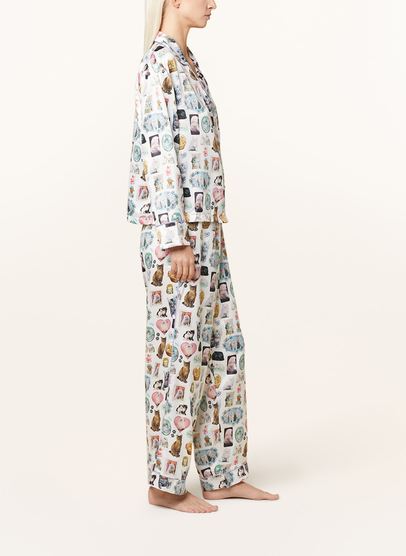 BLUEBELLA Spodnie od piżamy KITTENS LUXURY z satyny, Kolor: BIAŁY (Obrazek 4)