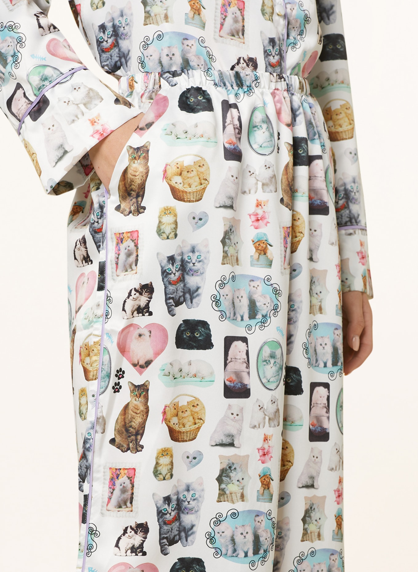 BLUEBELLA Spodnie od piżamy KITTENS LUXURY z satyny, Kolor: BIAŁY (Obrazek 5)