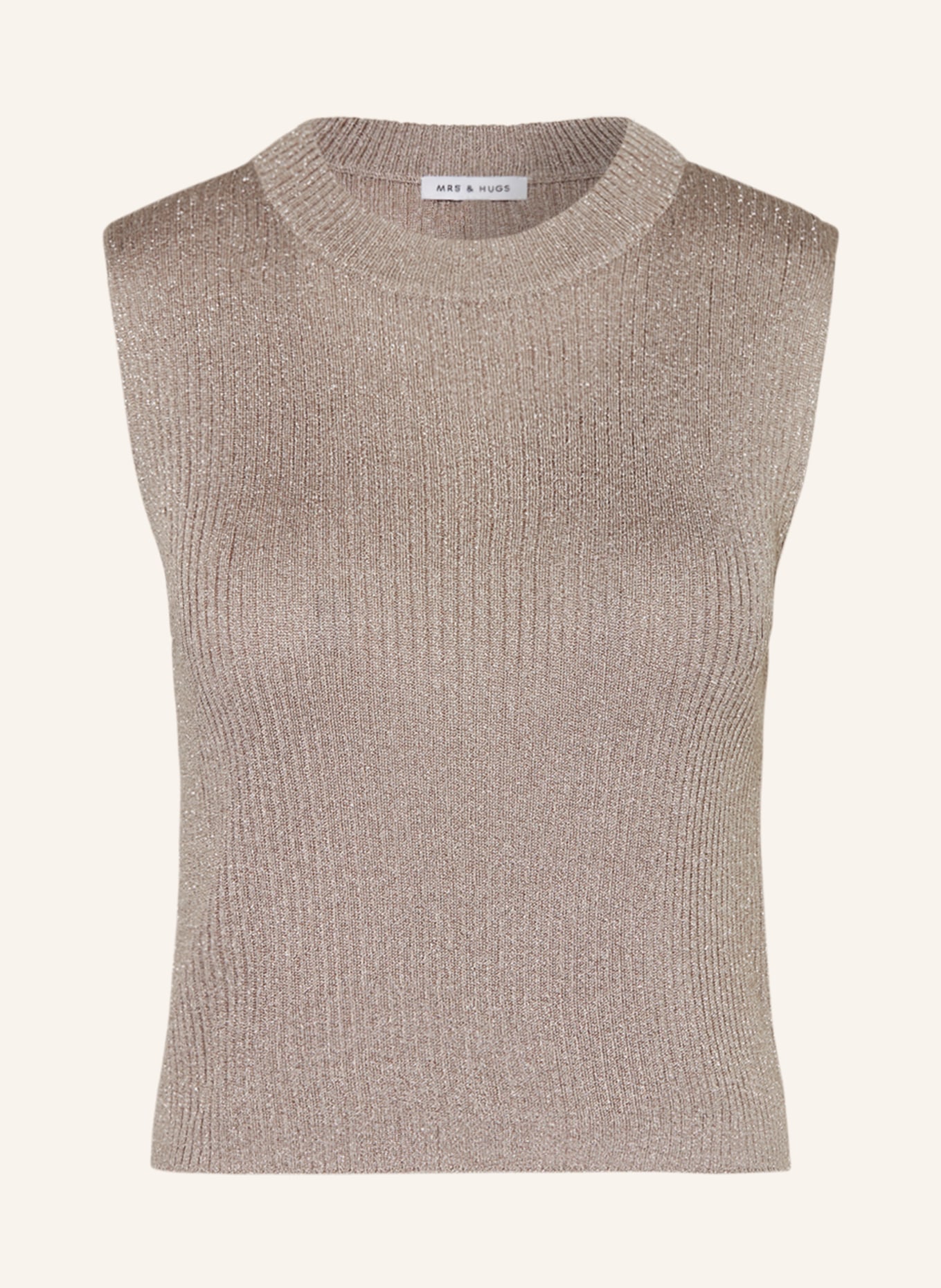 MRS & HUGS Knit top with glitter thread, Color: TAUPE/ SILVER (Image 1)