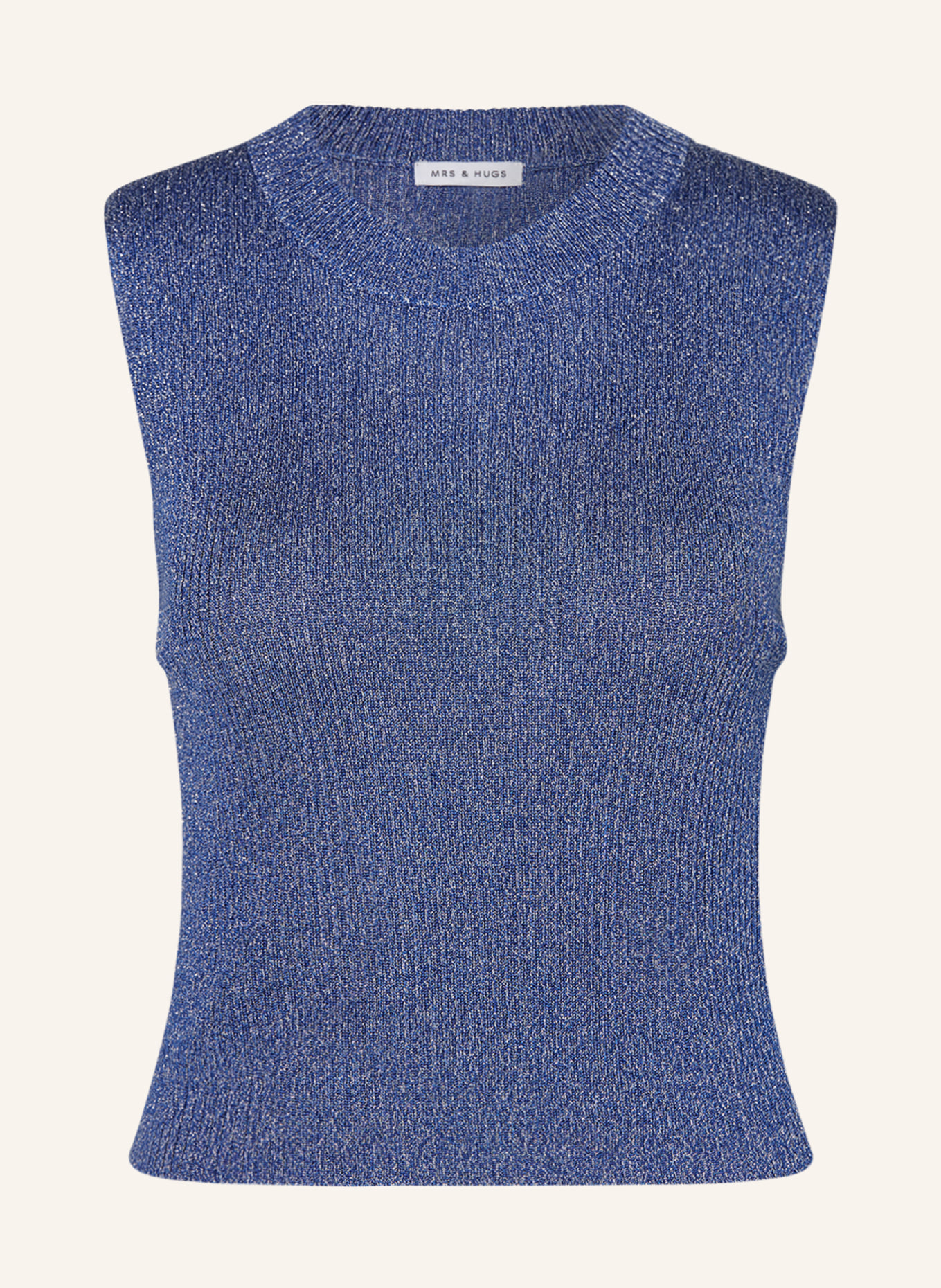 MRS & HUGS Knit top with glitter thread, Color: BLUE/ SILVER (Image 1)