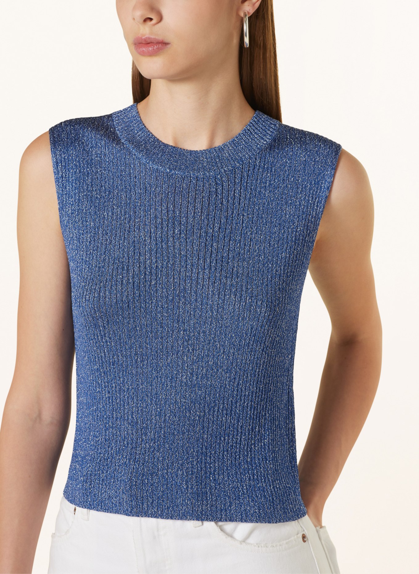 MRS & HUGS Knit top with glitter thread, Color: BLUE/ SILVER (Image 4)