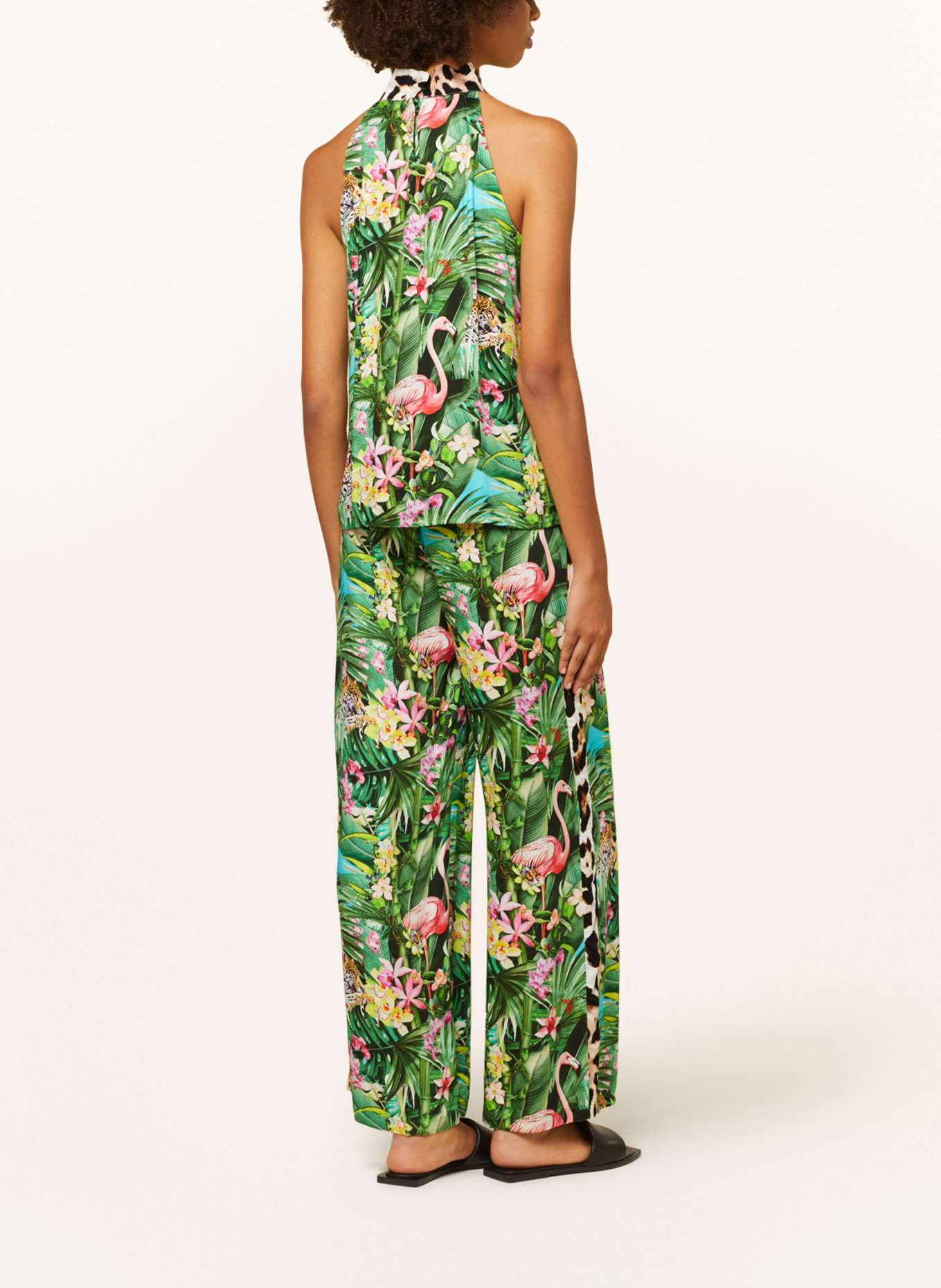 RISY & JERFS Wide leg trousers RHODOS with tuxedo stripes, Color: GREEN/ YELLOW/ PINK (Image 3)