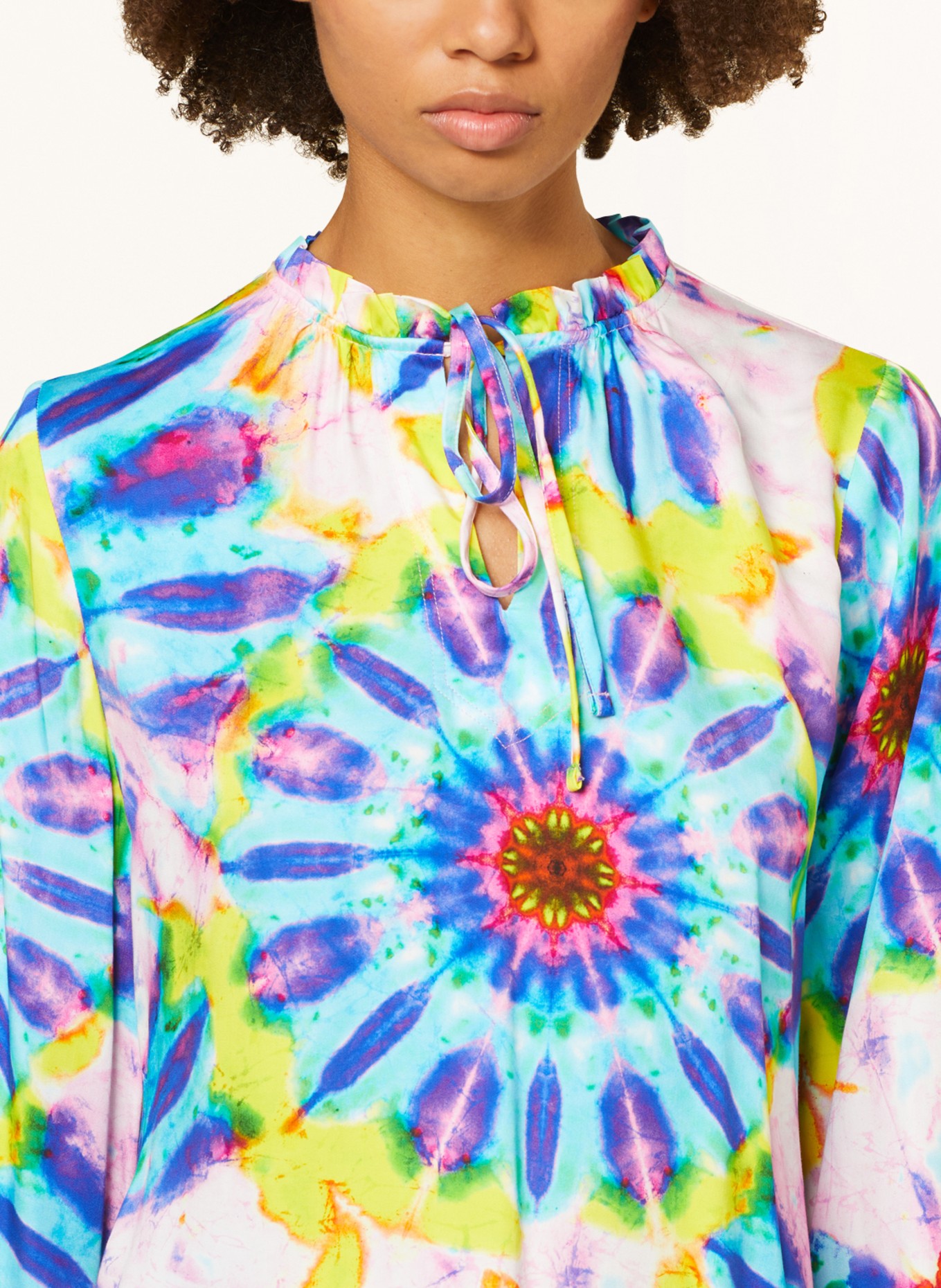 RISY & JERFS Shirt blouse ALFELD, Color: TURQUOISE/ YELLOW/ PINK (Image 4)