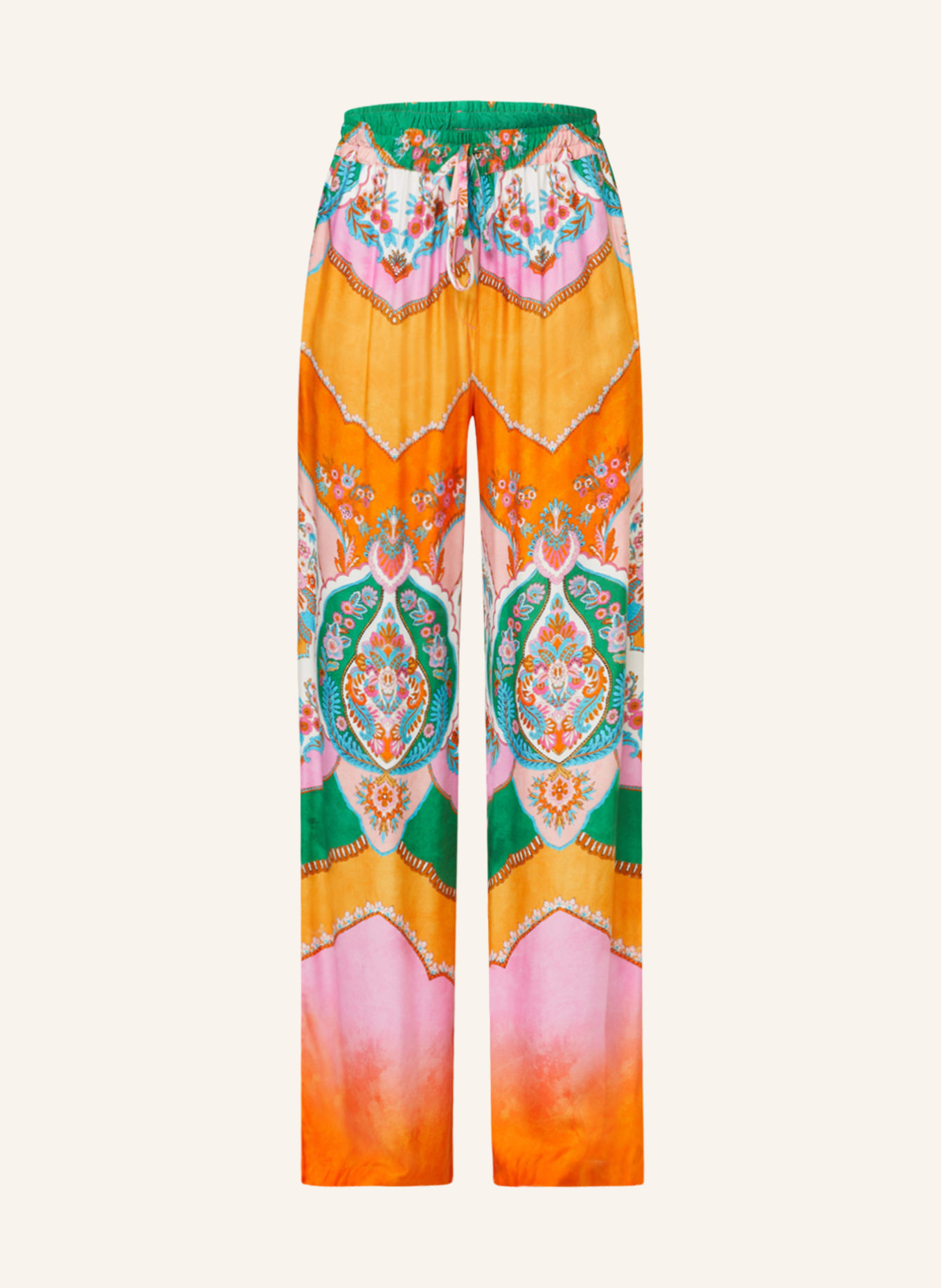 RISY & JERFS Wide leg trousers TRAAR, Color: ORANGE/ GREEN/ TURQUOISE (Image 1)