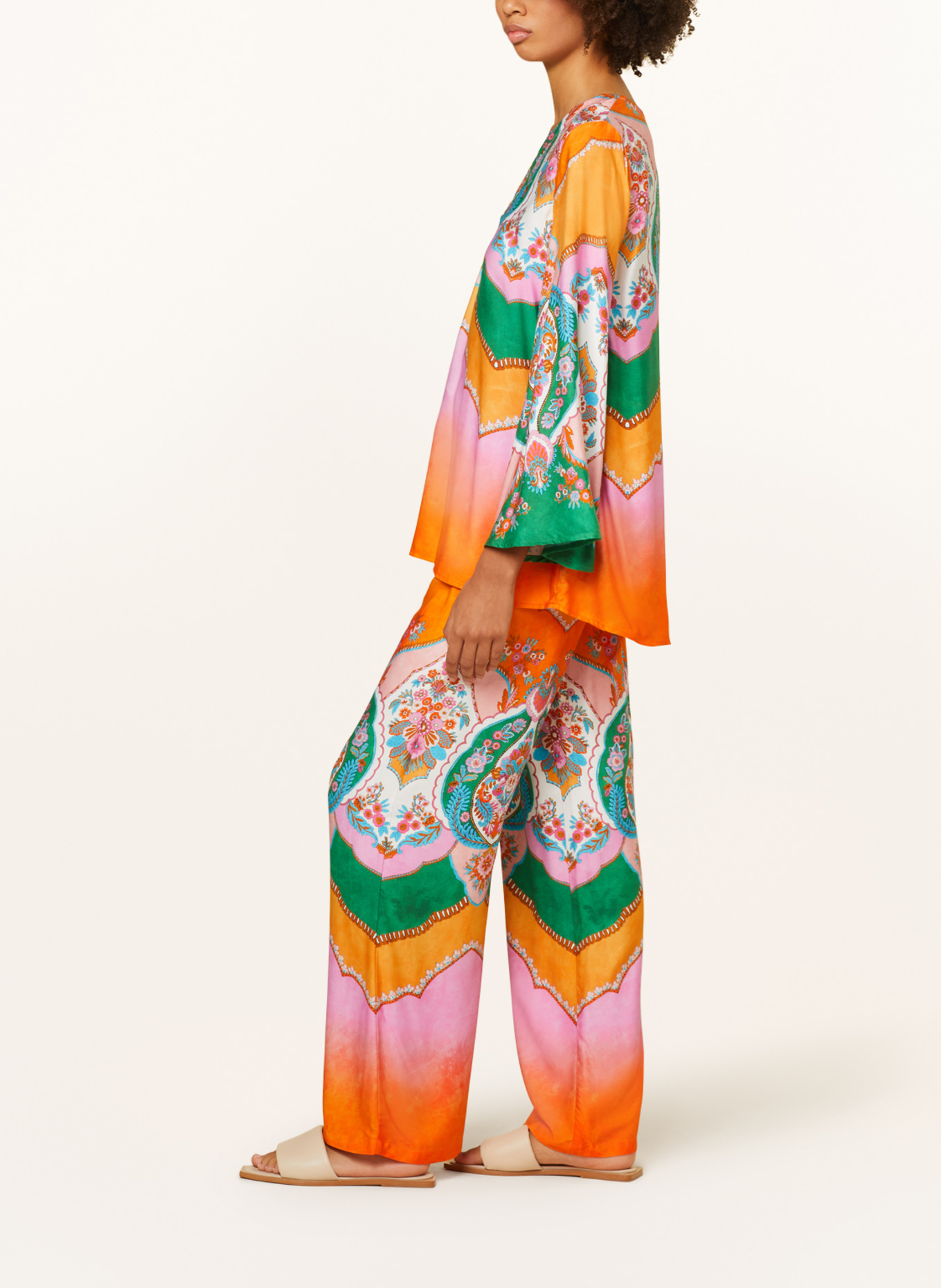 RISY & JERFS Wide leg trousers TRAAR, Color: ORANGE/ GREEN/ TURQUOISE (Image 4)