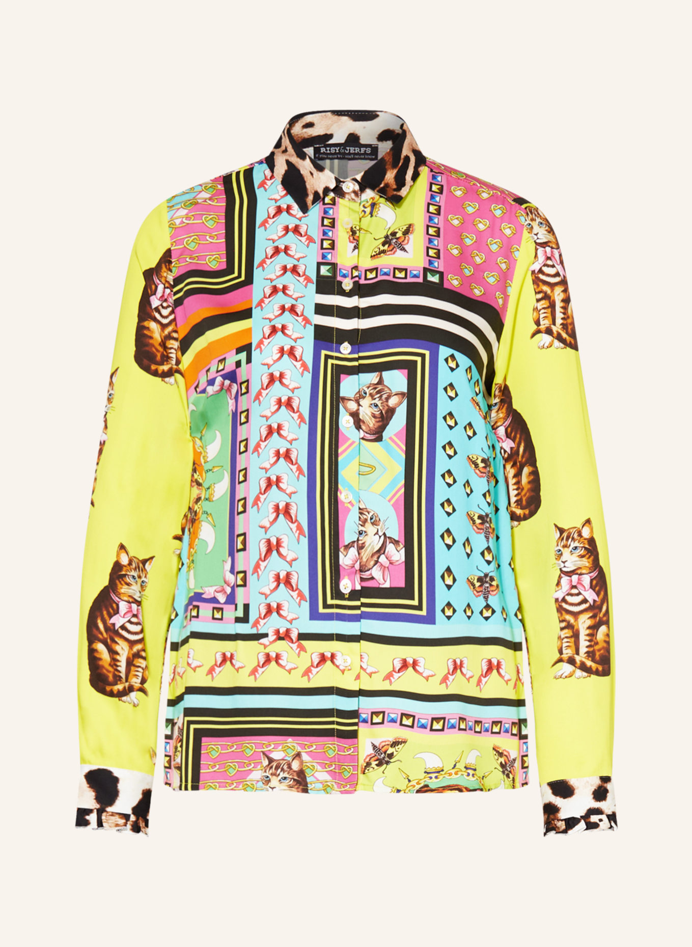 RISY & JERFS Shirt blouse TEGELEN, Color: YELLOW/ TURQUOISE/ PINK (Image 1)