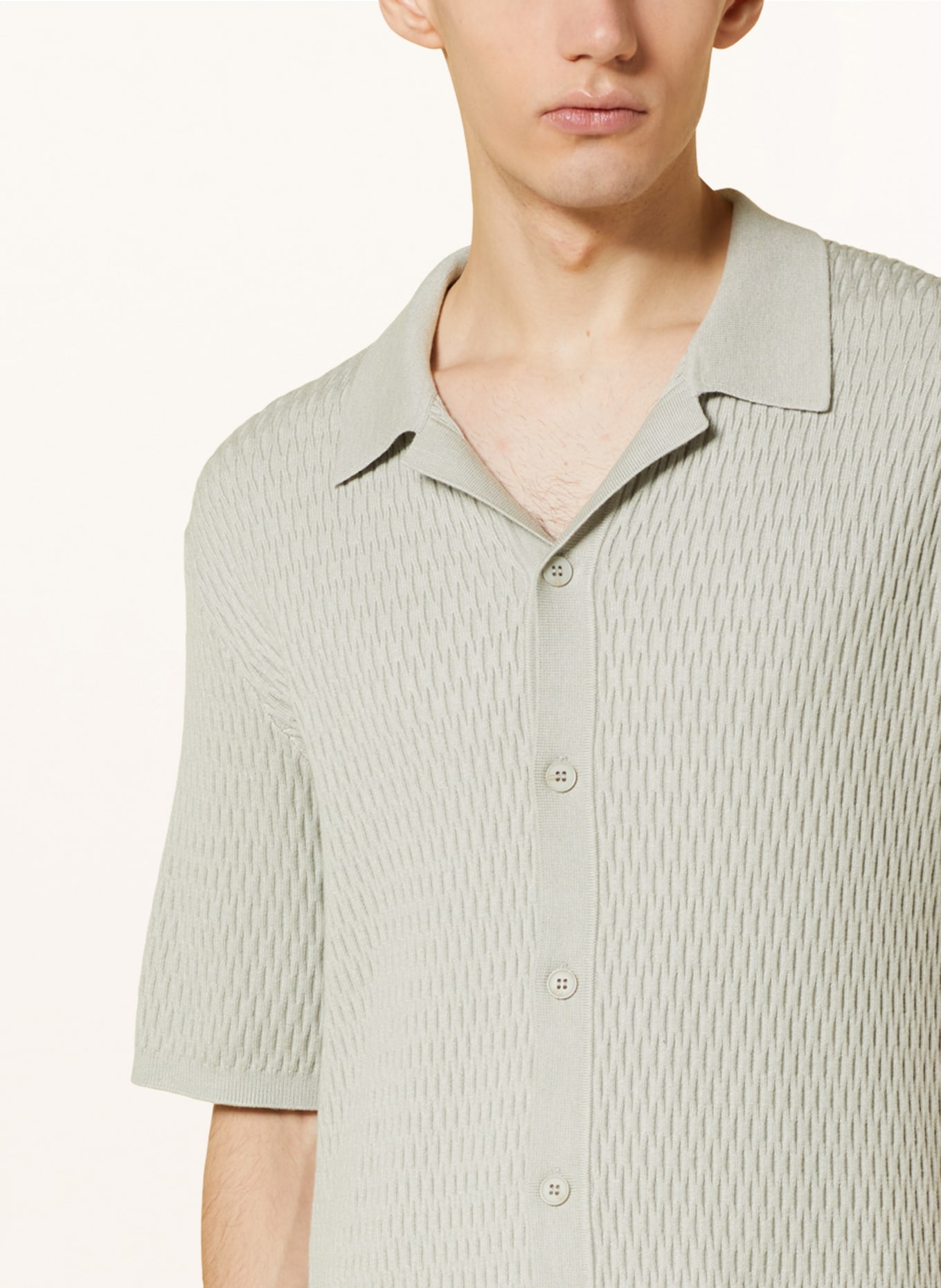 SAMSØE  SAMSØE Dzianinowa koszula z klapami SAGABIN regular fit, Kolor: KREMOWY (Obrazek 4)