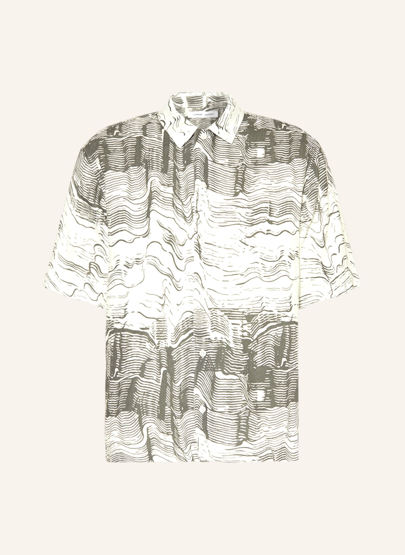 SAMSØE  SAMSØE Short sleeve shirt SAAYO comfort fit in linen, Color: WHITE/ KHAKI (Image 1)