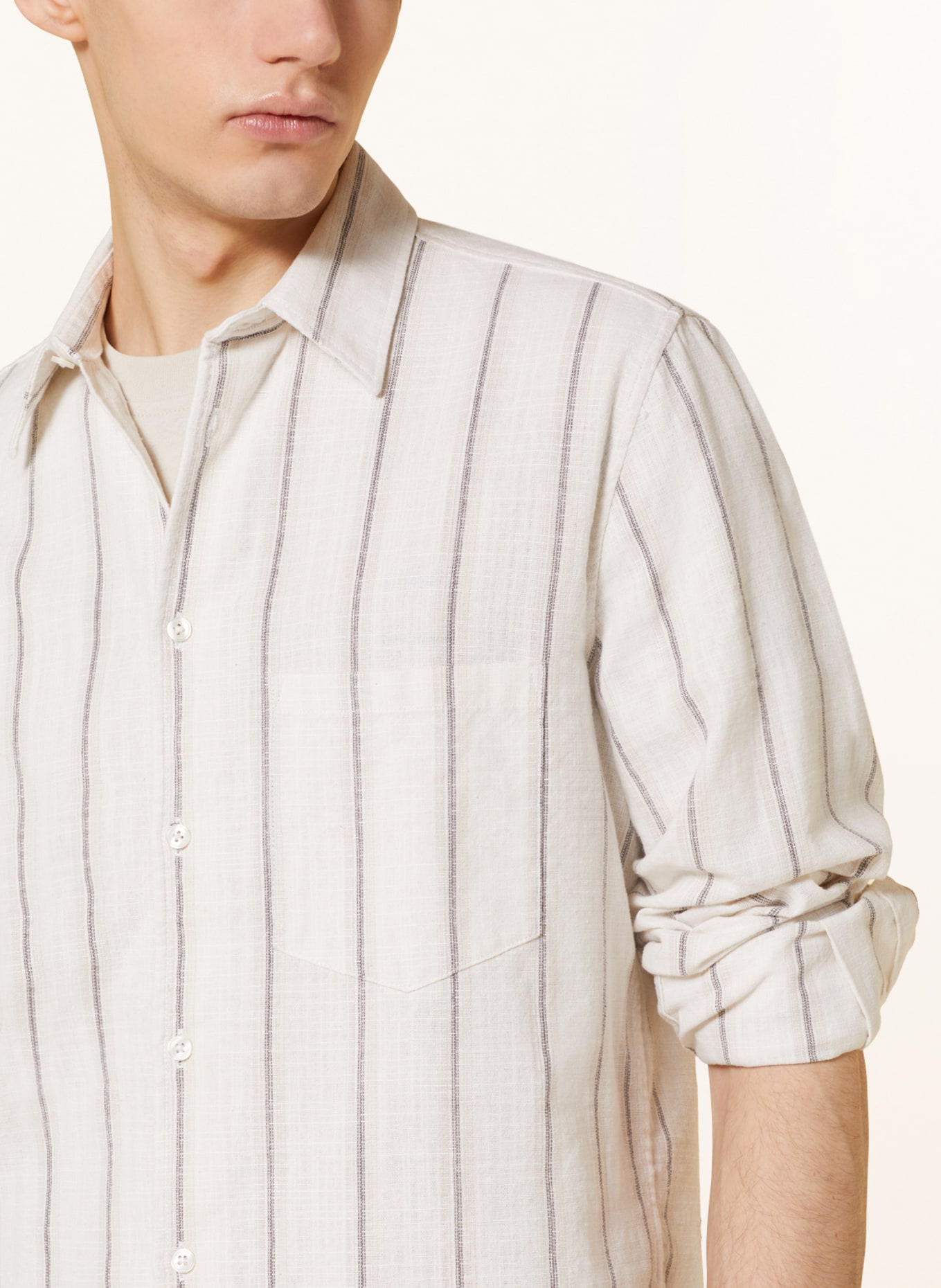 SAMSØE  SAMSØE Hemd LIAM Comfort Fit mit Leinen: CREME