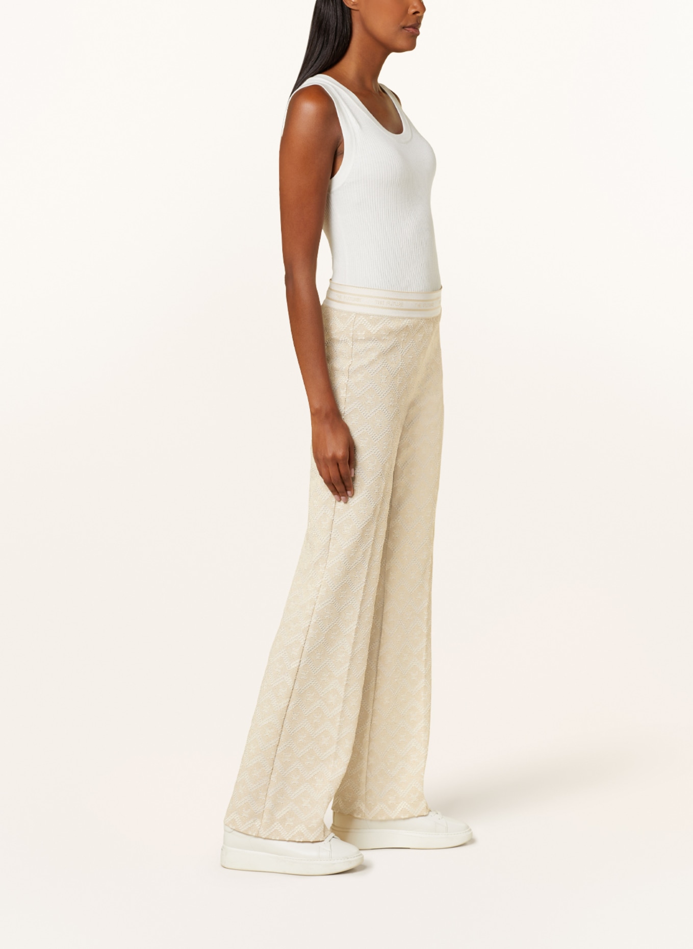 CAMBIO Wide leg trousers FRANCIS with glitter thread, Color: BEIGE (Image 4)