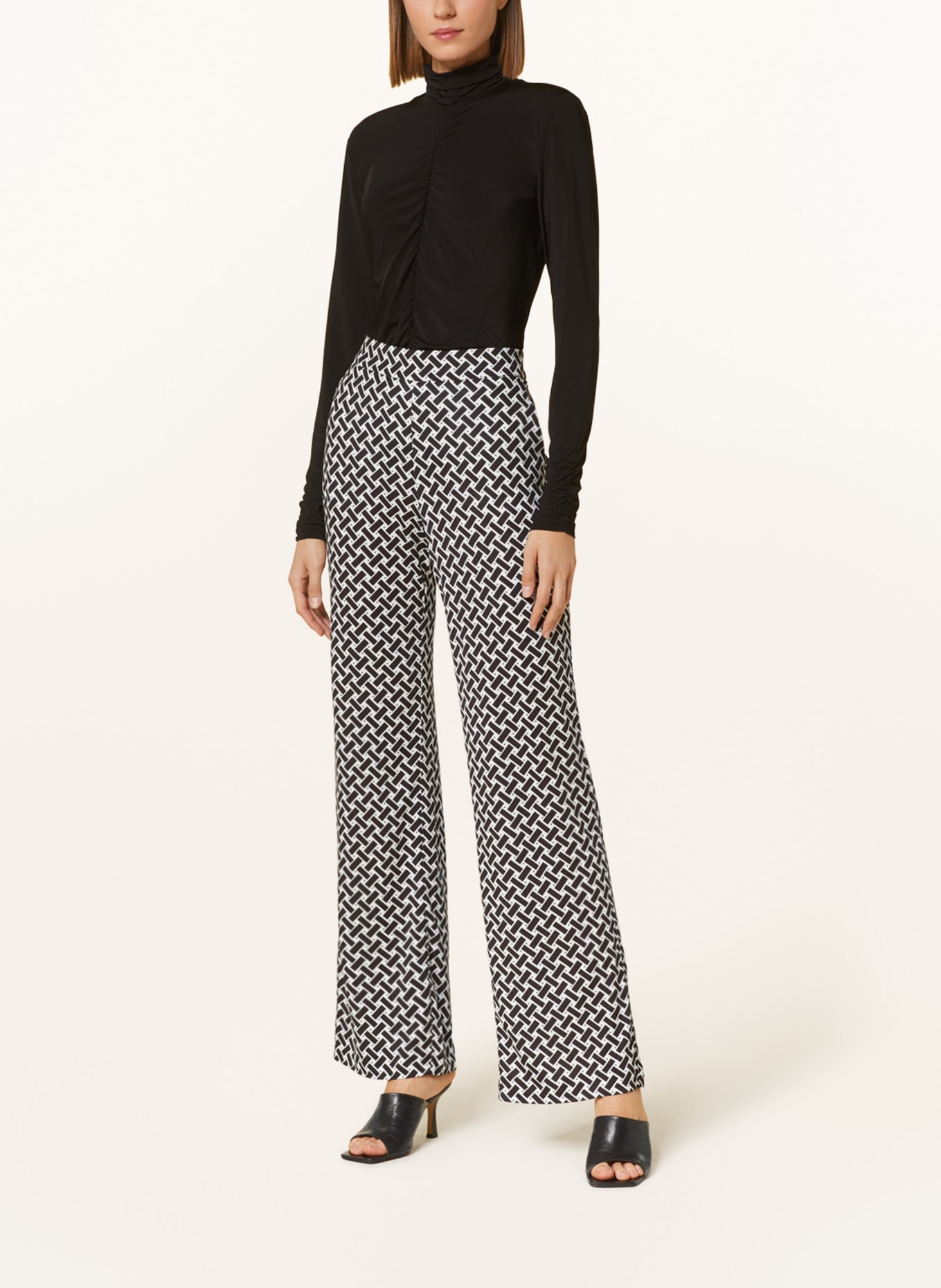 MAC Chiara Pantalone Donna, Gamba Larga E Dritta, Vita Media Elastica, Tasche, Jersey Leggero, 63% Viscosa 33% Poliammide 4% Elastan