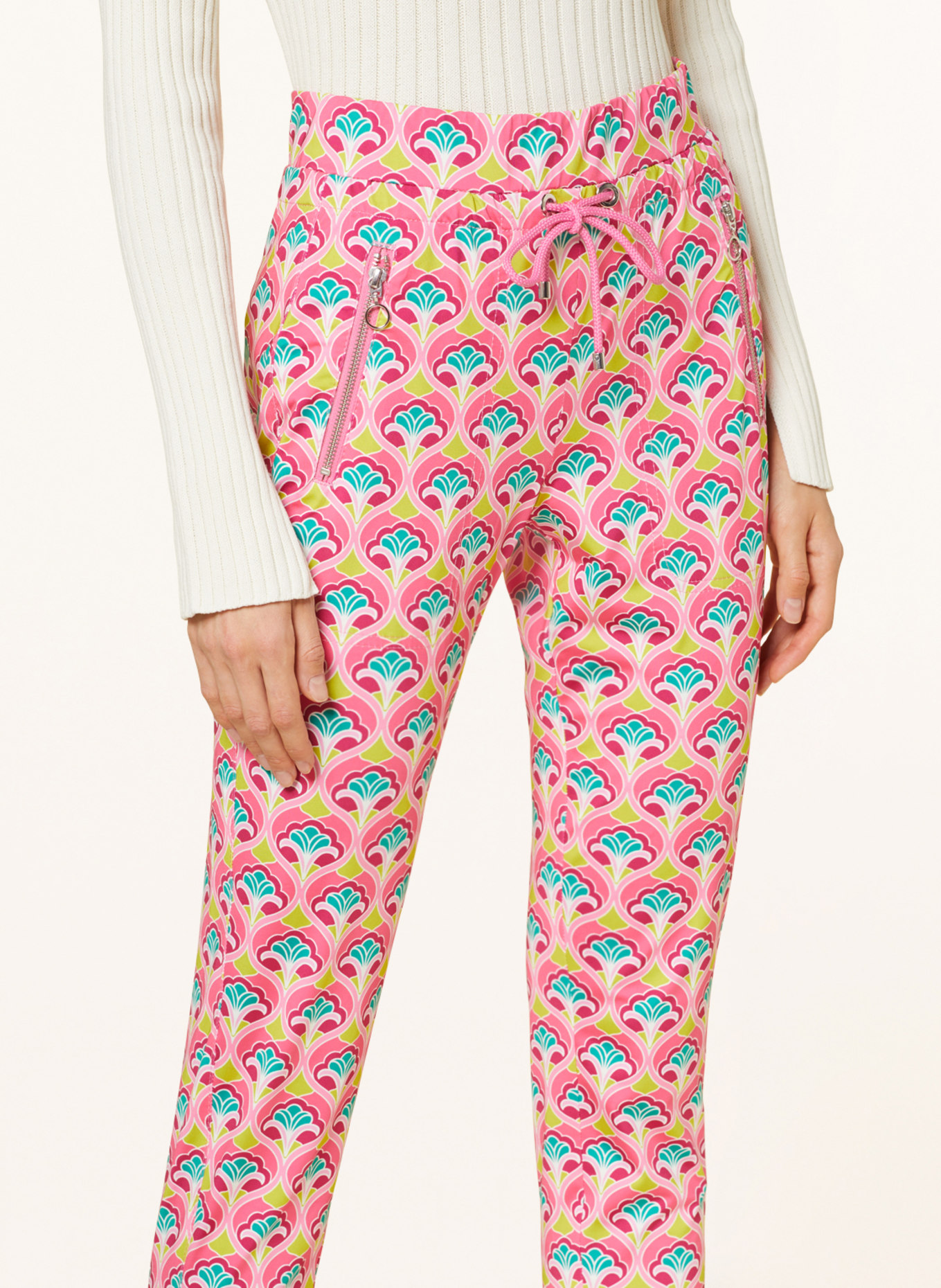 MAC Jersey pants EASY in jogger style, Color: PINK/ LIGHT PINK/ TEAL (Image 5)