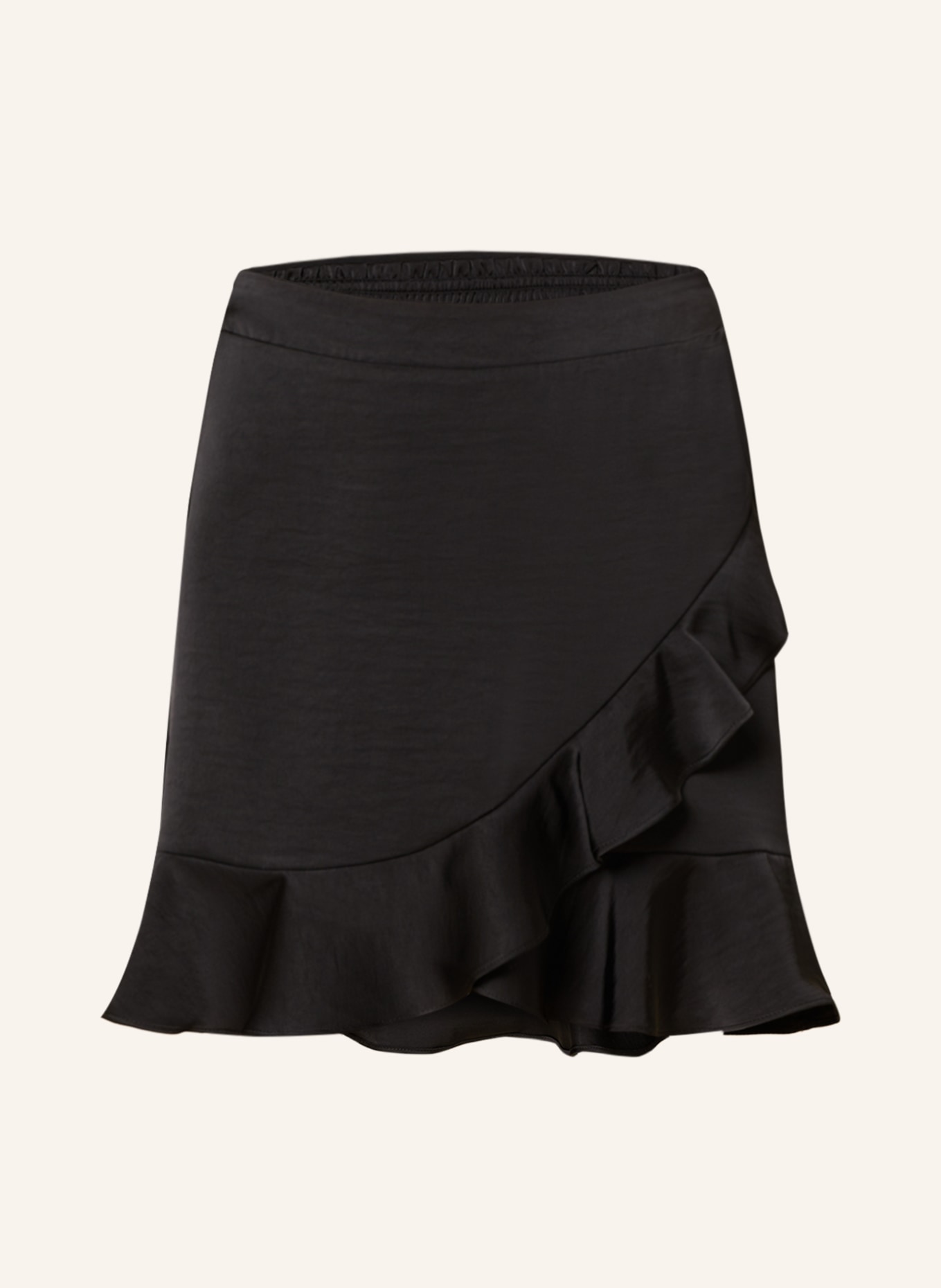 NEO NOIR Satin skirt BEKKA with frills, Color: BLACK (Image 1)