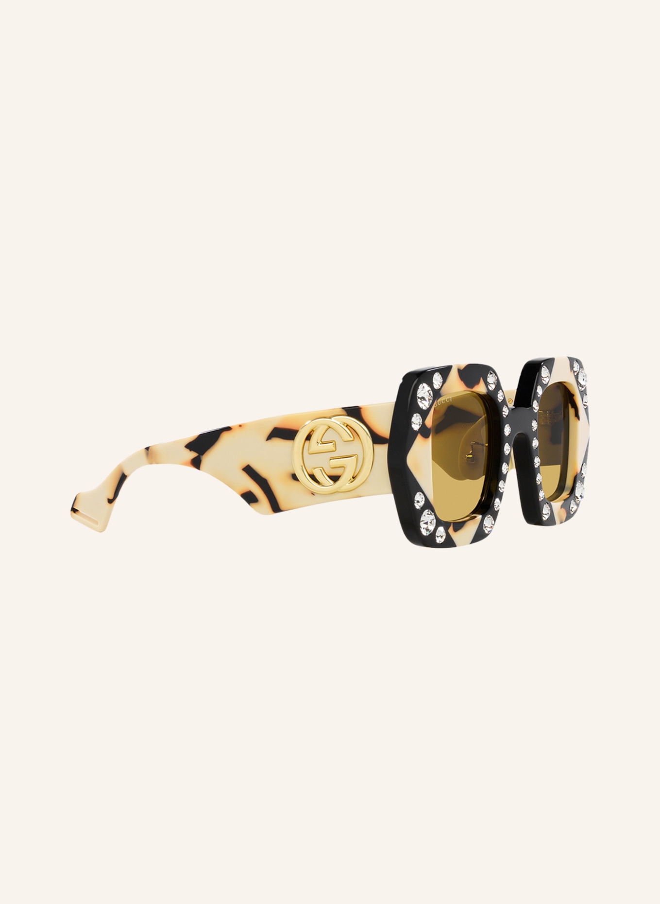 GUCCI Sunglasses GC002005 with decorative gems, Color: 1100Y1 - BLACK/BEIGE/BROWN (Image 3)