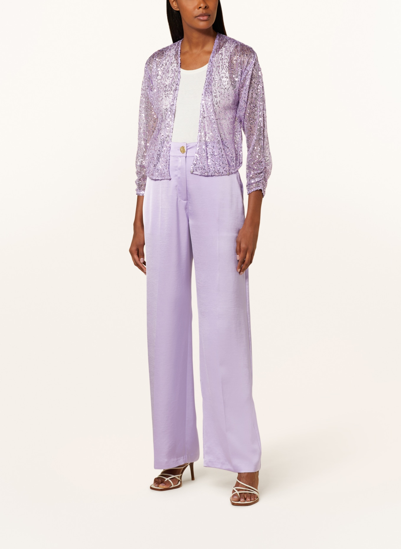 DANTE6 Cardigan CRAZYABOUT with 3/4 sleeves and sequins, Color: LIGHT PURPLE (Image 2)
