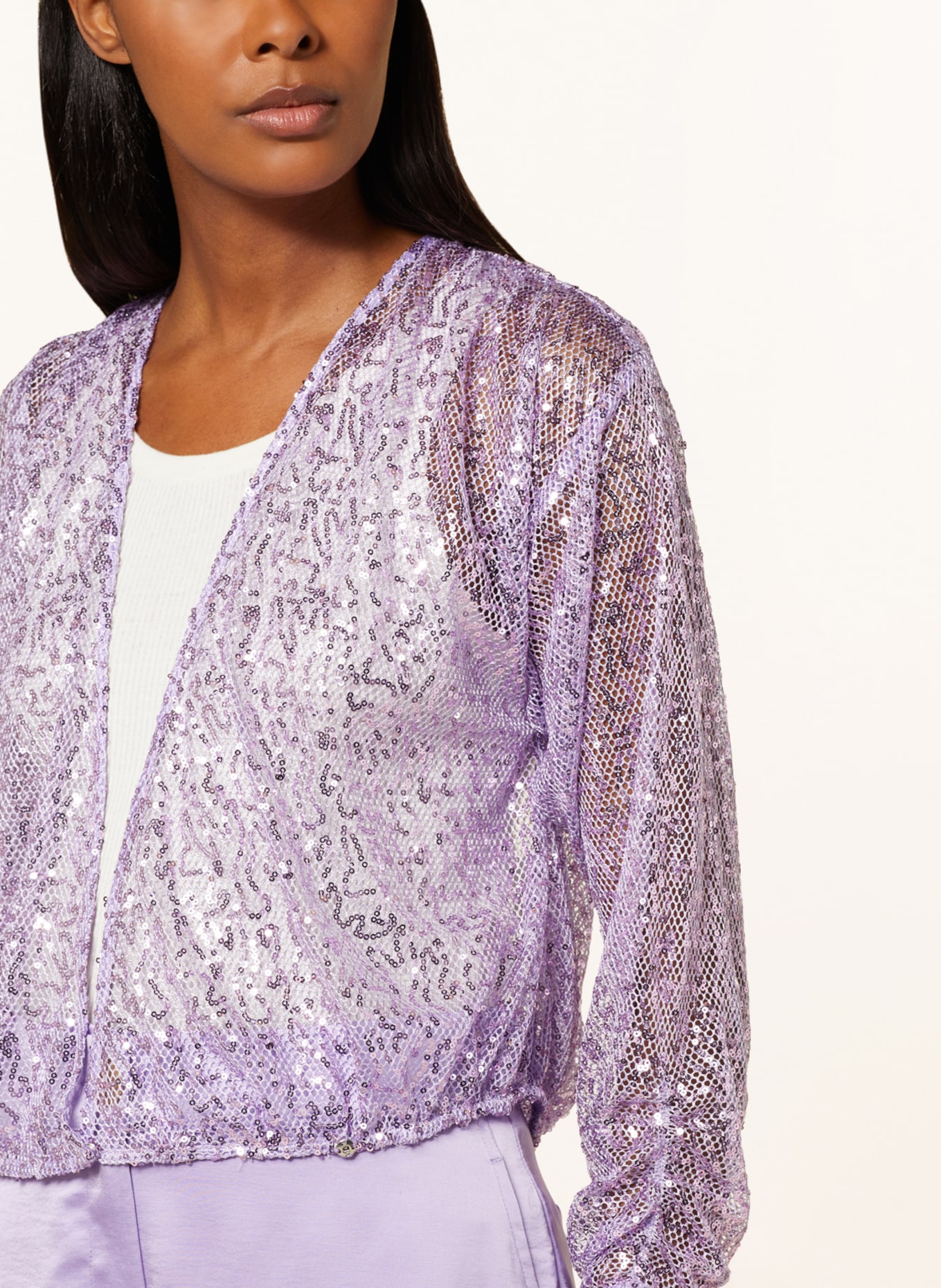 DANTE6 Cardigan CRAZYABOUT with 3/4 sleeves and sequins, Color: LIGHT PURPLE (Image 4)