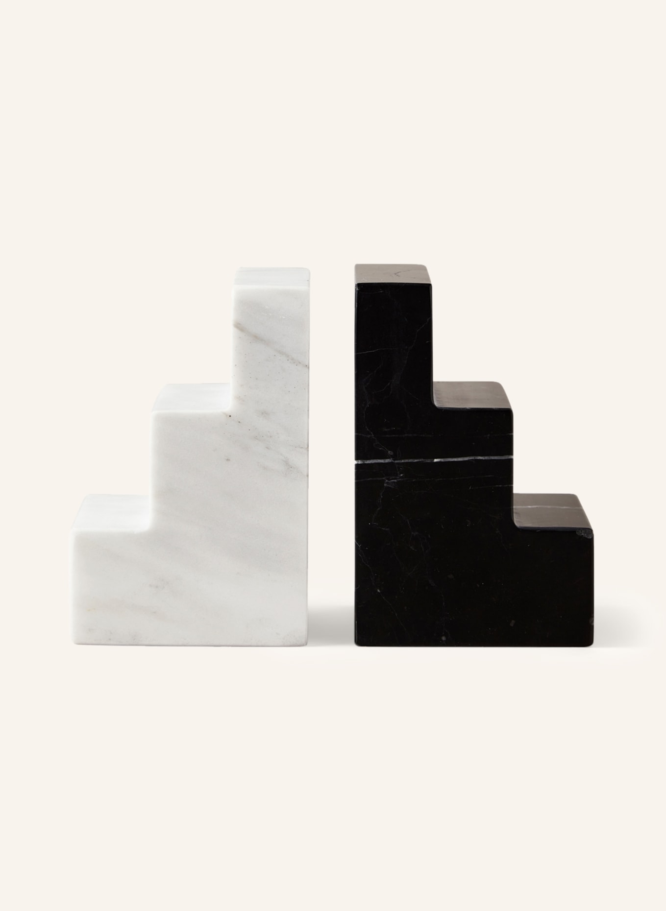 PRINTWORKS Set of 2 bookends STAIR CUBE, Color: BLACK/ WHITE (Image 1)
