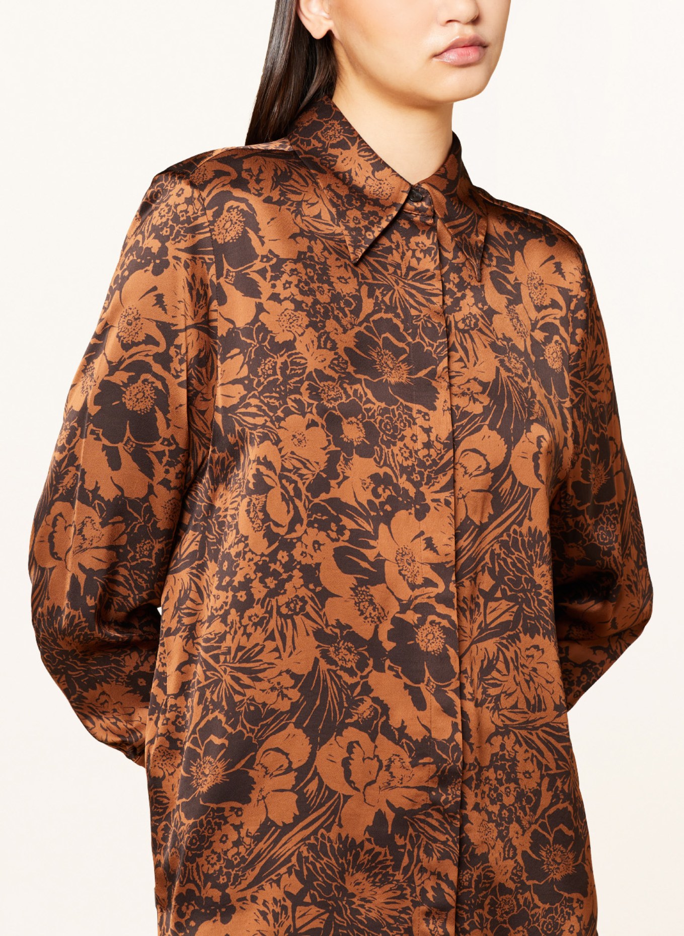 COS Satin shirt blouse, Color: BROWN/ DARK BROWN (Image 4)