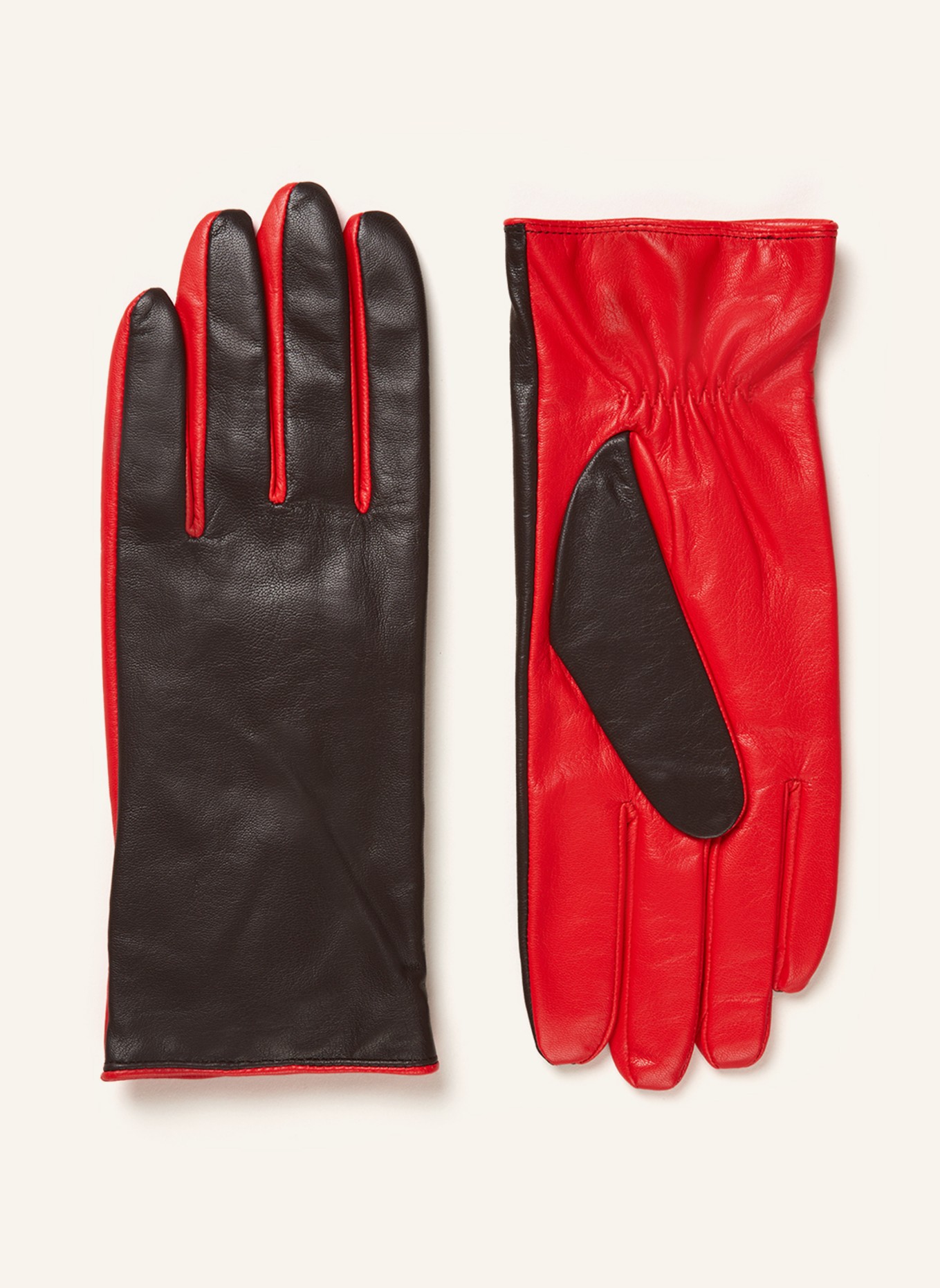 COS Leather gloves, Color: RED/ DARK BROWN (Image 1)